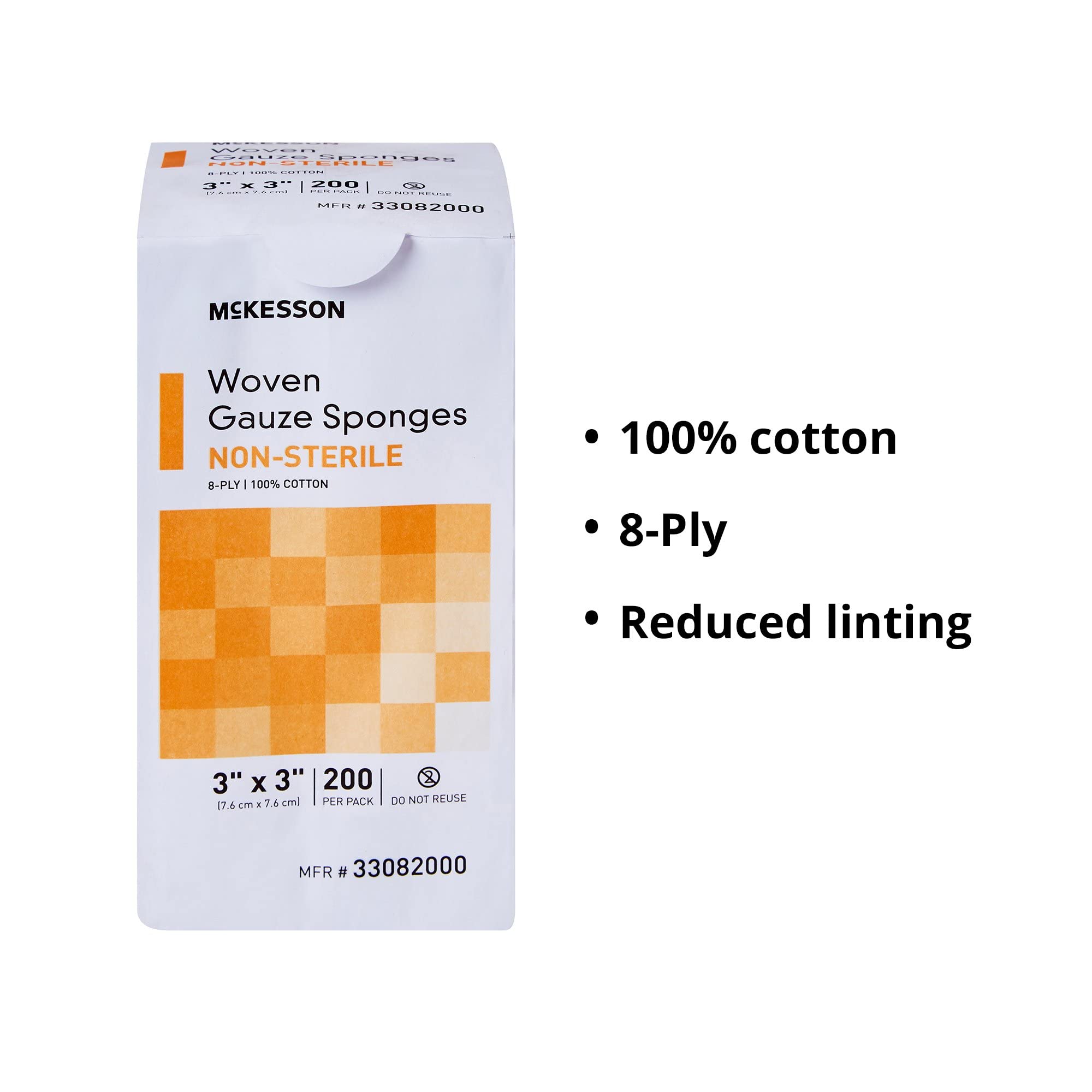 McKesson Woven Gauze Sponges, Non-Sterile, 8-Ply, 100% Cotton, 3 in x 3 in, 200 per Pack, 20 Packs, 4000 Total - Image 3