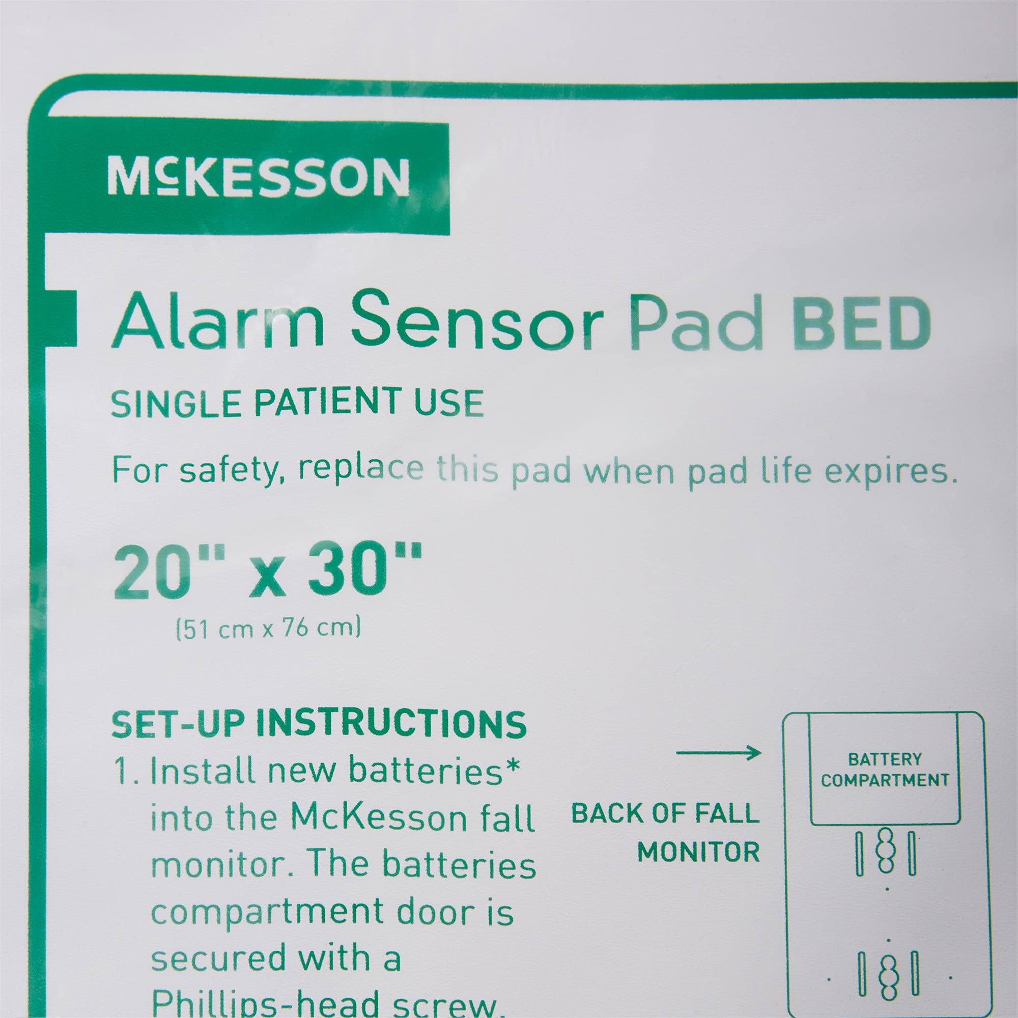 McKesson Alarm Sensor Pad for Beds - Vinyl, for use with Fall Prevention Monitors - 20 in x 30 in, 1 Count - Image 5
