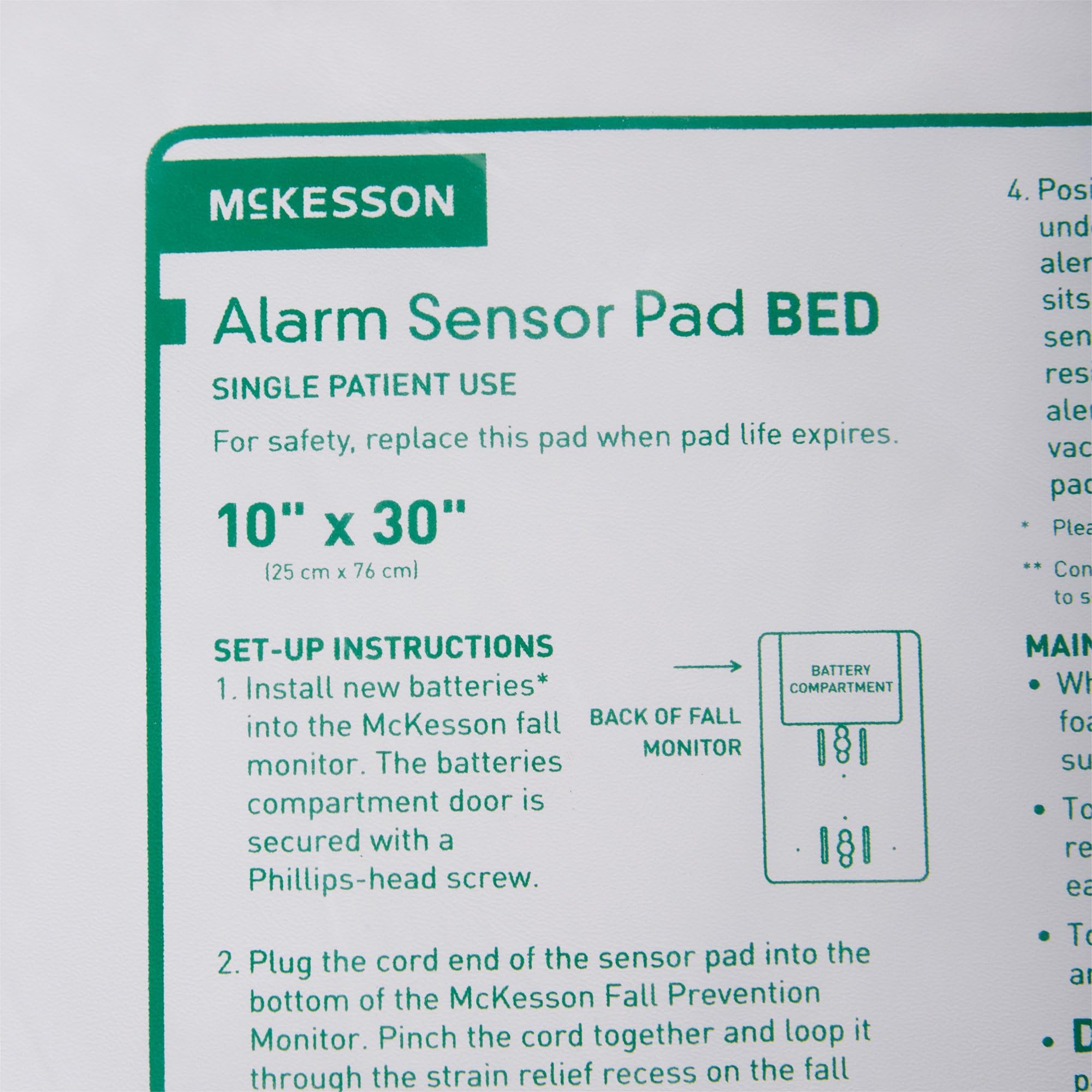 McKesson Alarm Sensor Pad for Chairs, Weight Sensitive, for use with Fall Prevention Monitors, Vinyl, 10 in x 30 in, 1 Count - Image 5