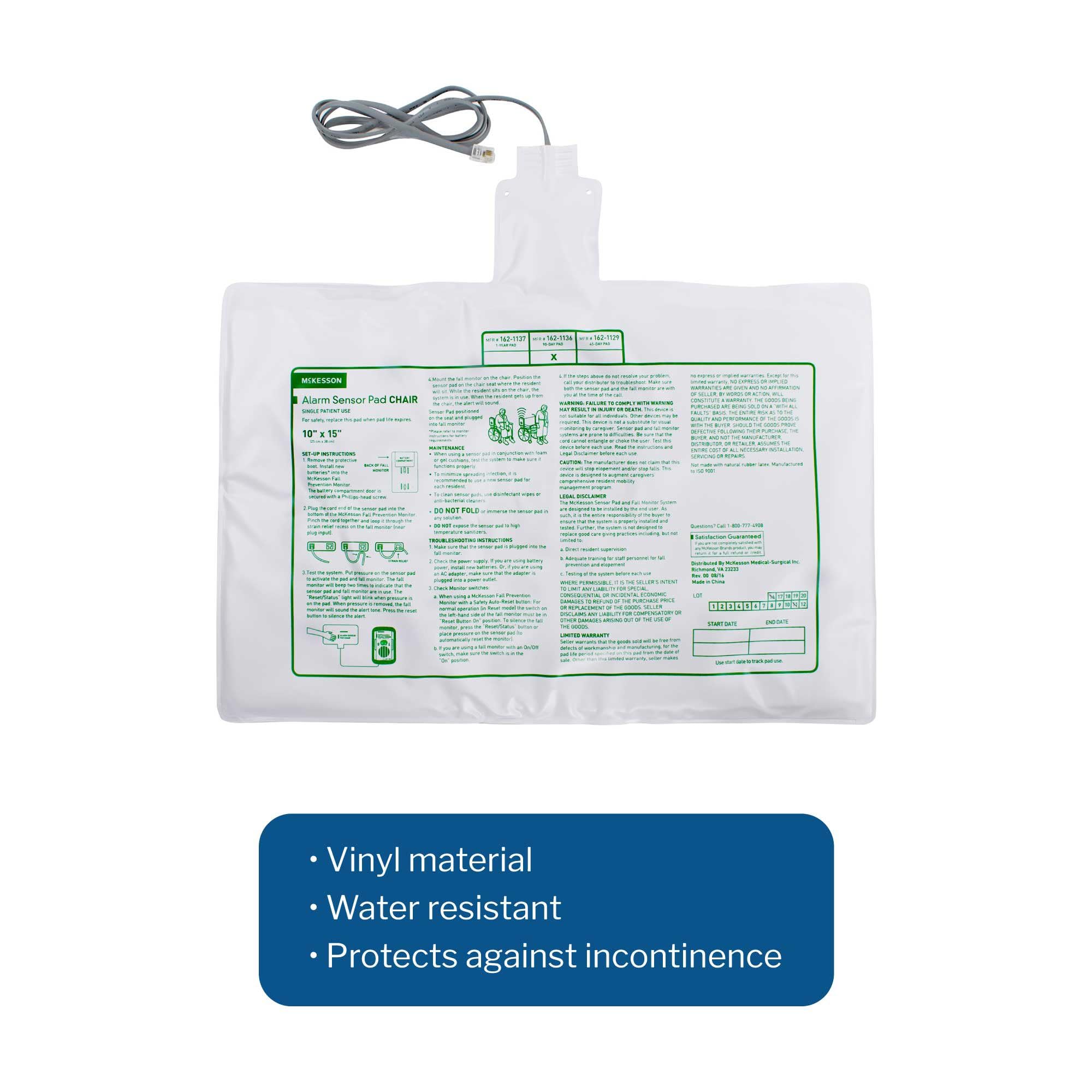 McKesson Alarm Sensor Pad for Chairs, Weight Sensitive, for use with Fall Prevention Monitors, Vinyl, 10 in x 15 in, 1 Count - Image 3