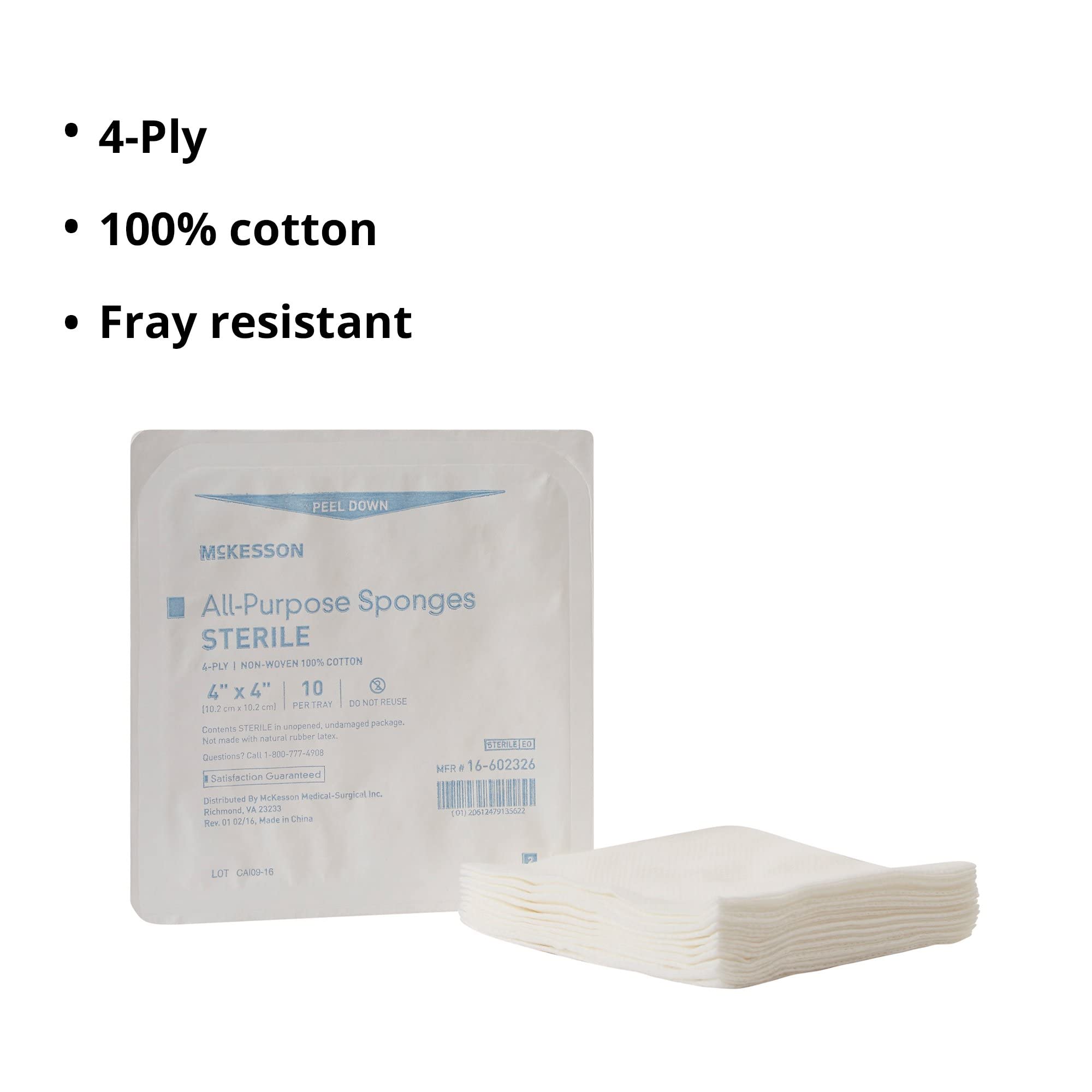 McKesson All-Purpose Sponges - First Aid Wound Care Dressing - 4 in x 4 in, 10 per Pack, 96 Packs, 960 Total - Image 4