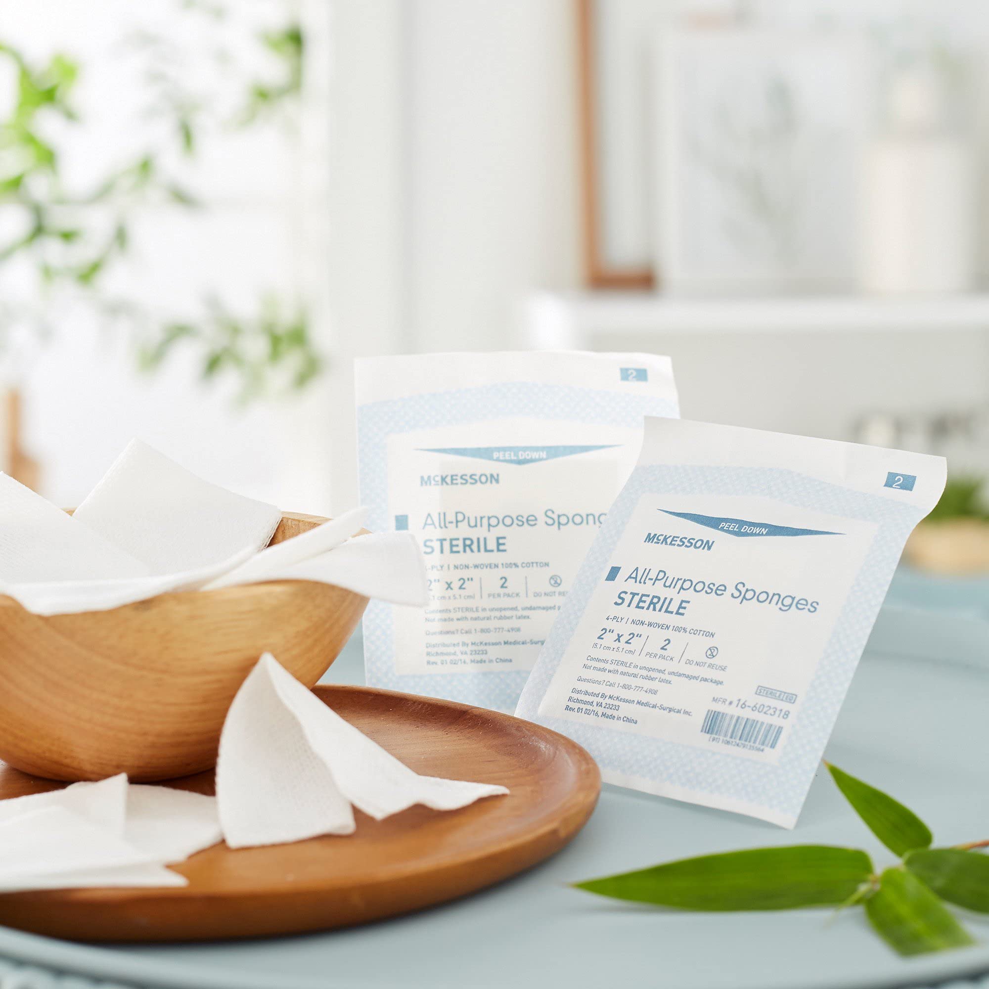 McKesson All Purpose Sponges, Sterile, 4-Ply, 100% Cotton, 2 in x 2 in, 2 per Pack, 25 Packs, 50 Total - Image 7