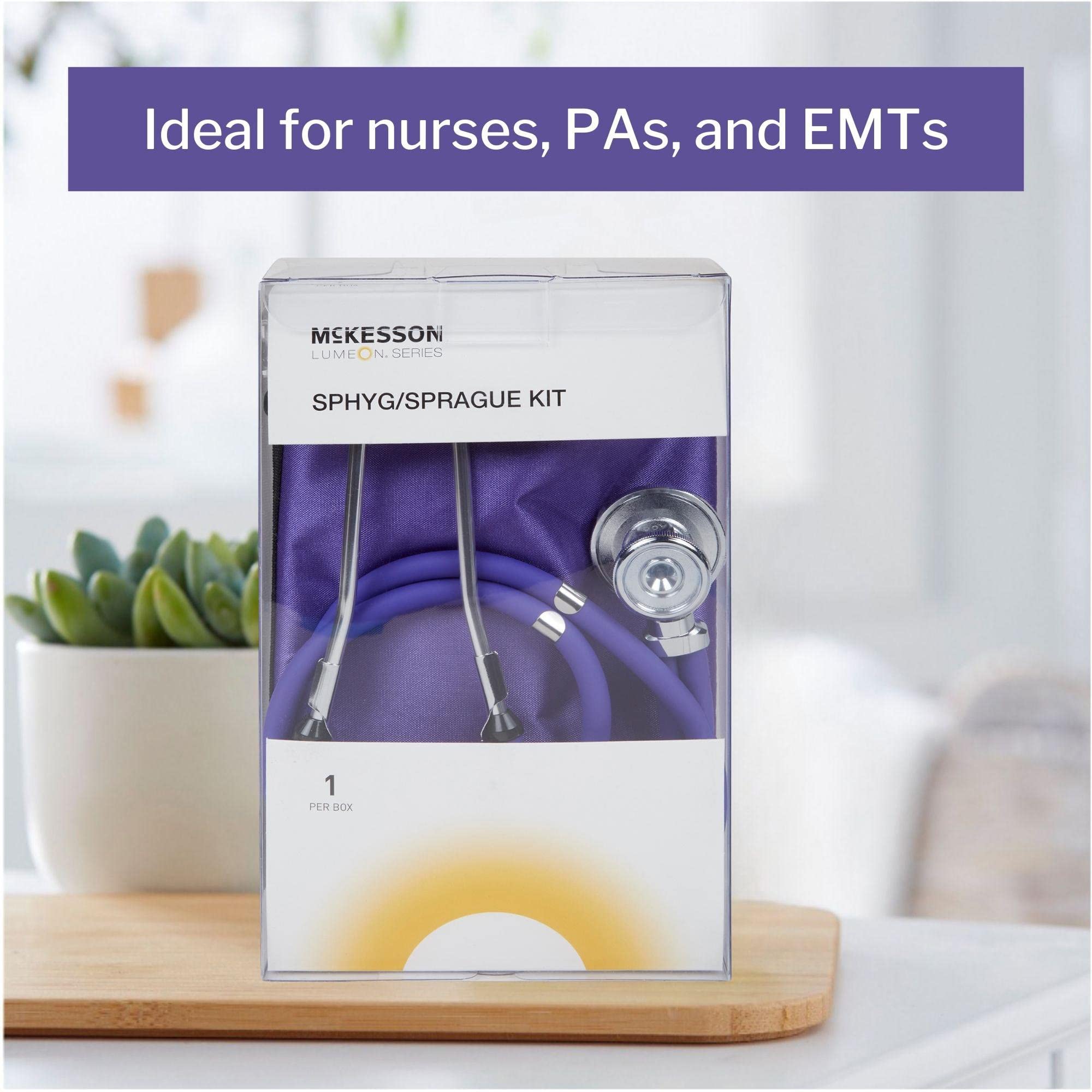 McKesson Aneroid Sphygmomanometer and Stethoscope Kit - Pocket Blood Pressure Gauge/Cuff, Sprague Rappaport Stethoscope, Purple - Size 11, 23-40 cm, 55 cm Tube, 1 Count - Image 3