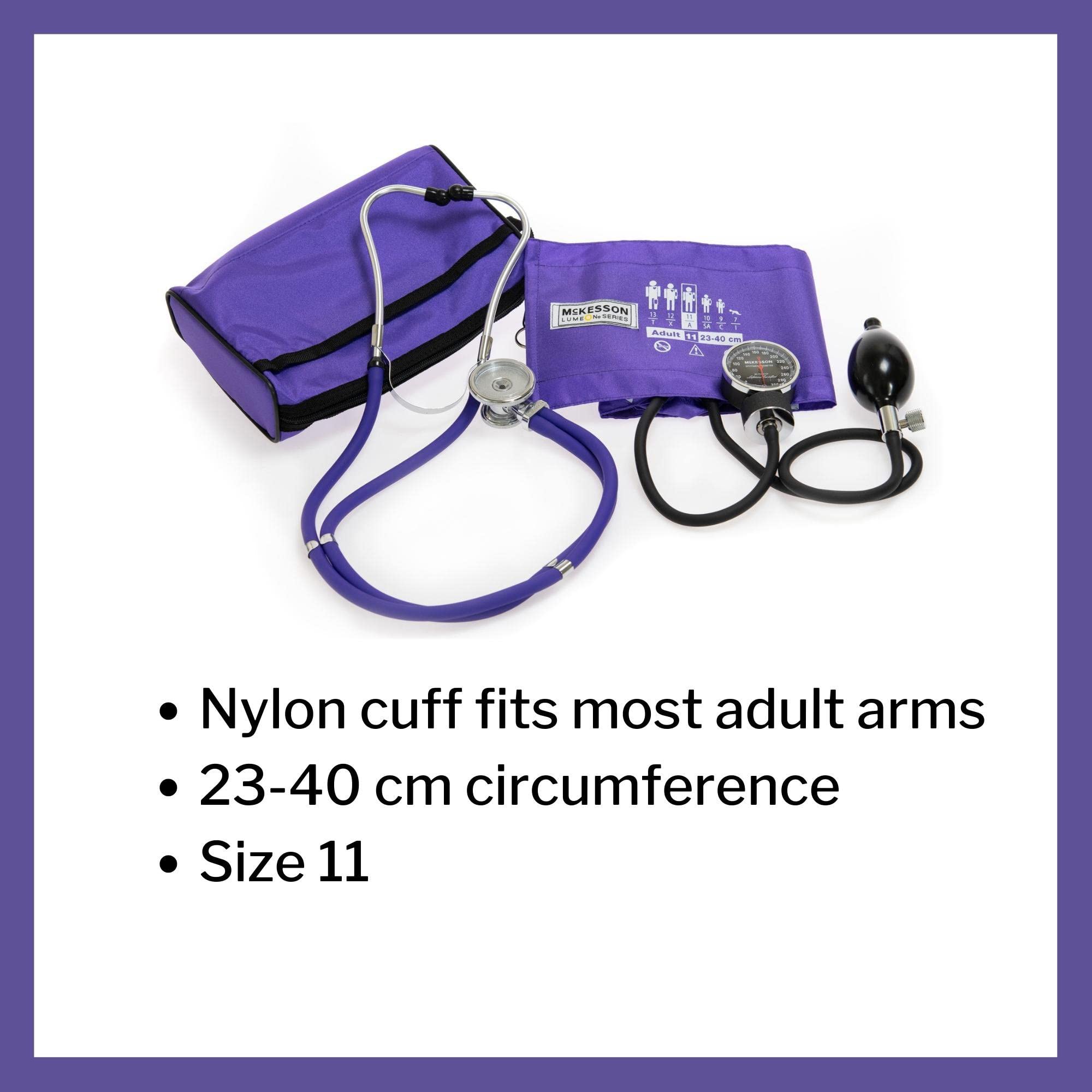 McKesson Aneroid Sphygmomanometer and Stethoscope Kit - Pocket Blood Pressure Gauge/Cuff, Sprague Rappaport Stethoscope, Purple - Size 11, 23-40 cm, 55 cm Tube, 1 Count - Image 4