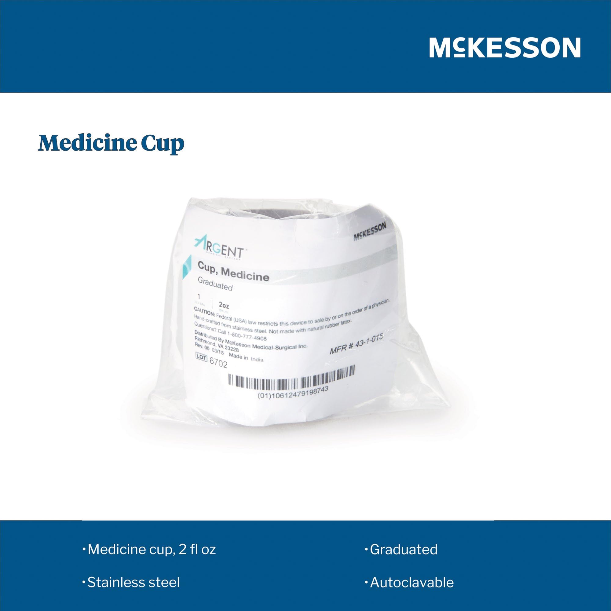 McKesson Argent Medicine Cup, Graduated - Stainless Steel Reusable Cup for Homecare or Hospital Use, Autoclavable, 2 oz, 1 Count, 1 Pack - Image 7