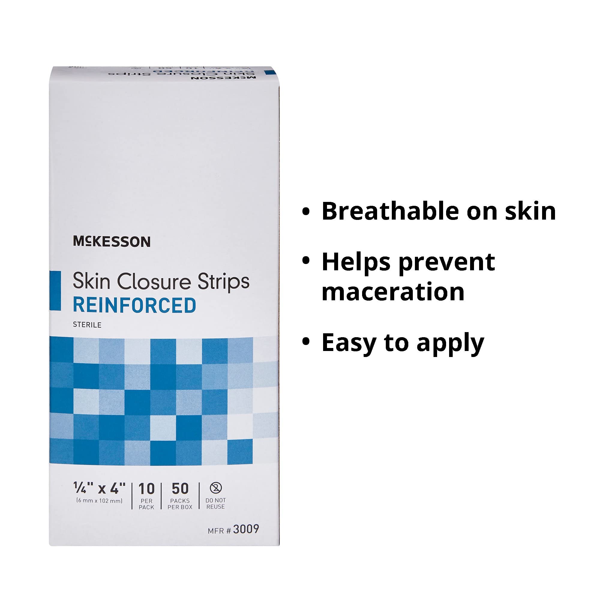 McKesson Closure Reinforced Skin Strip 1/4 x 4 Sterile 3009, 10 per Pack, 50 Packs per Box - Image 3