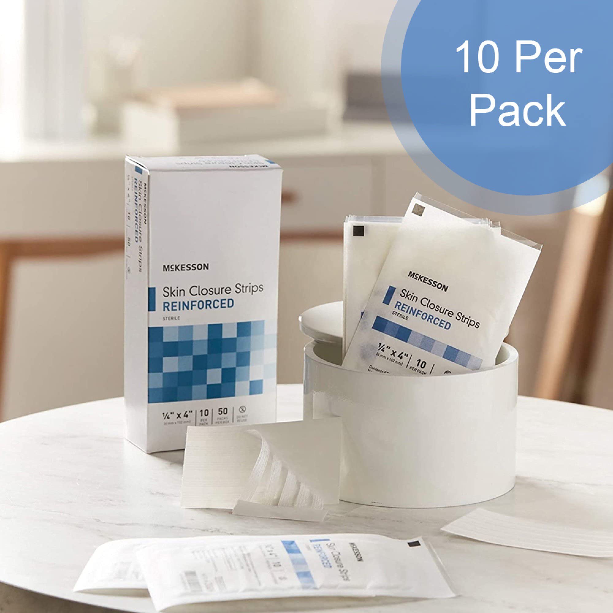 McKesson Closure Reinforced Skin Strip 1/4 x 4 Sterile 3009, 10 per Pack, 50 Packs per Box - Image 5