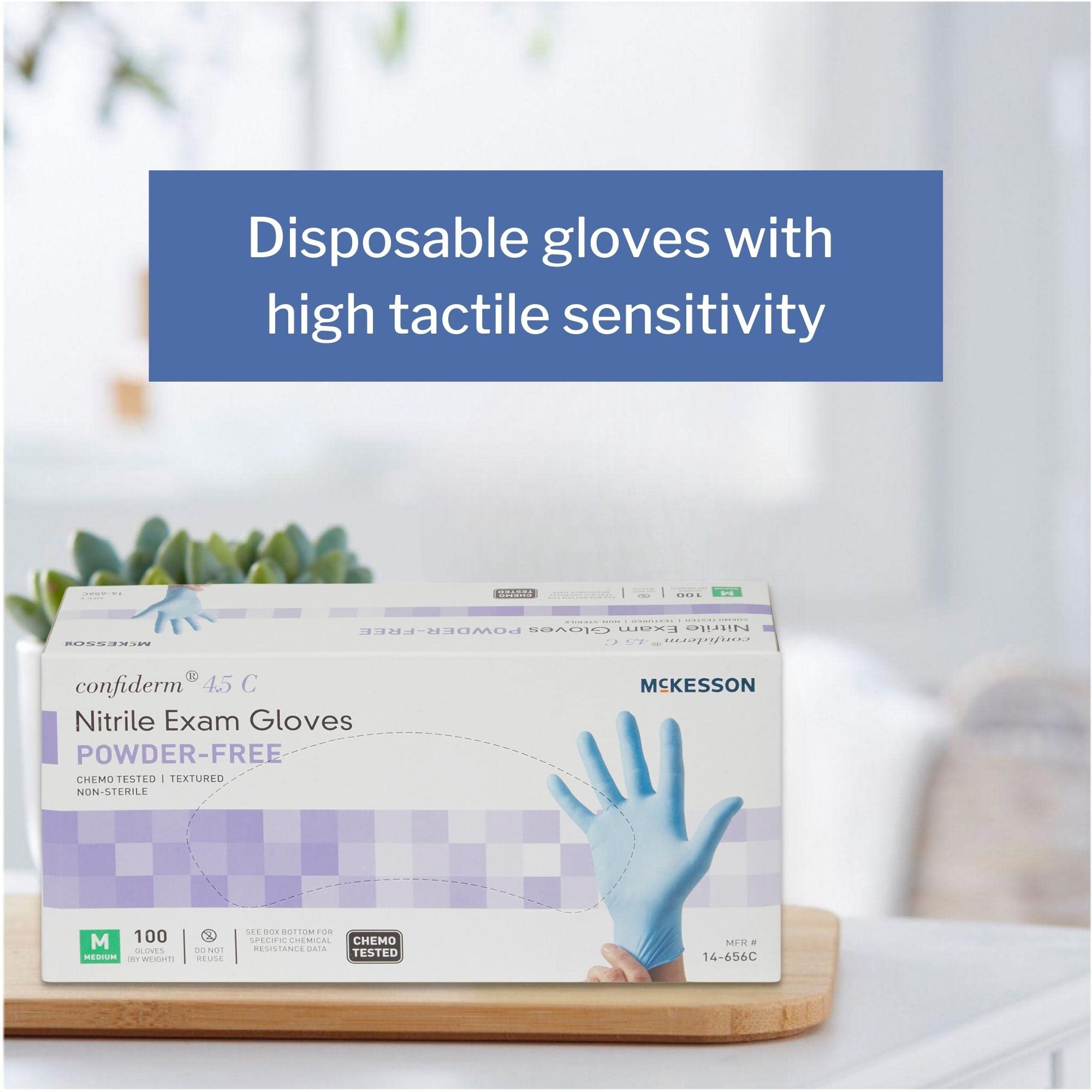 McKesson Confiderm 4.5C Nitrile Exam Gloves - Powder-Free, Latex-Free, Ambidextrous, Textured Fingertip (1000, Medium) - Image 3