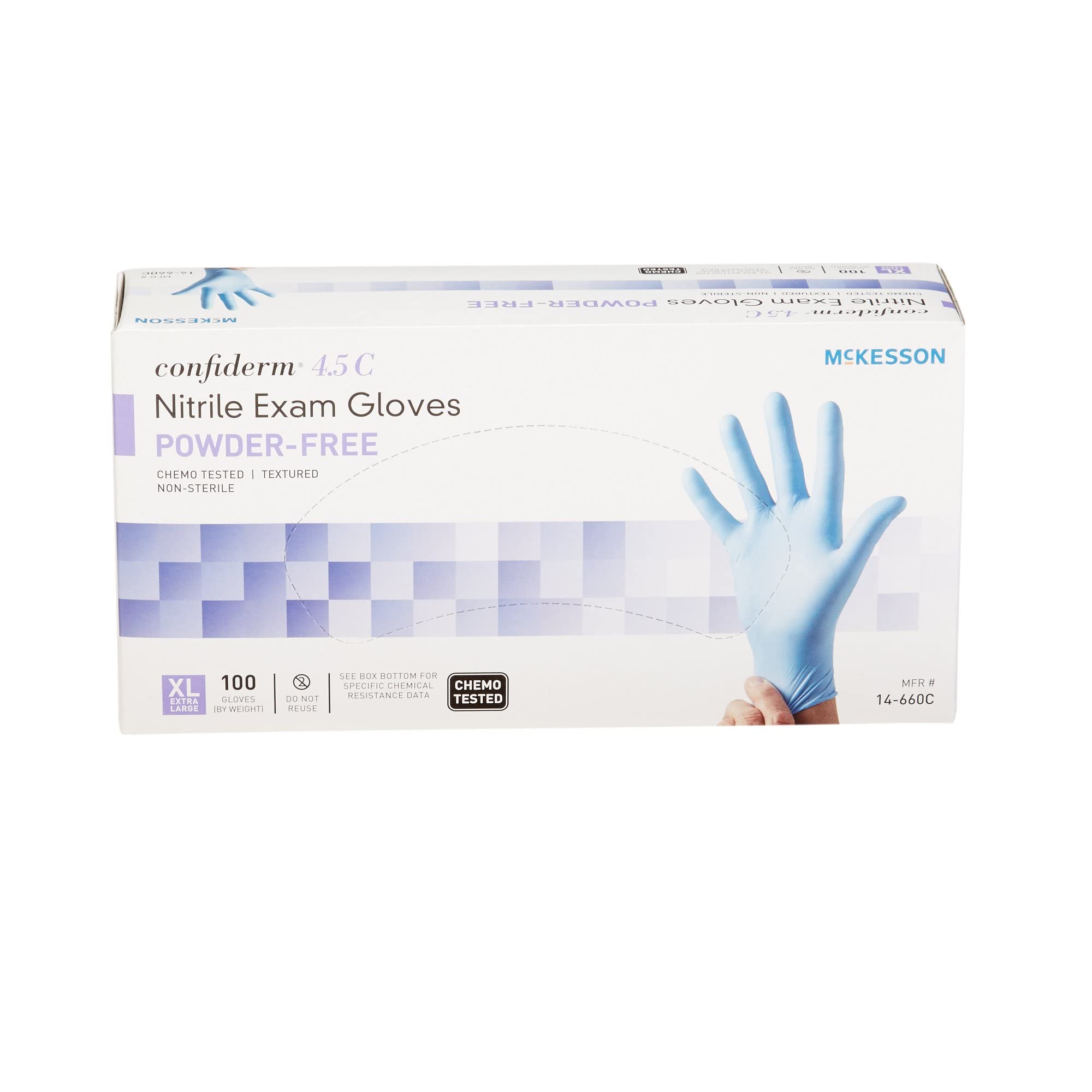 McKesson Confiderm 4.5C Nitrile Exam Gloves - Powder-Free, Latex-Free, Ambidextrous, Textured Fingertip (1000, X-Large) - Image 3