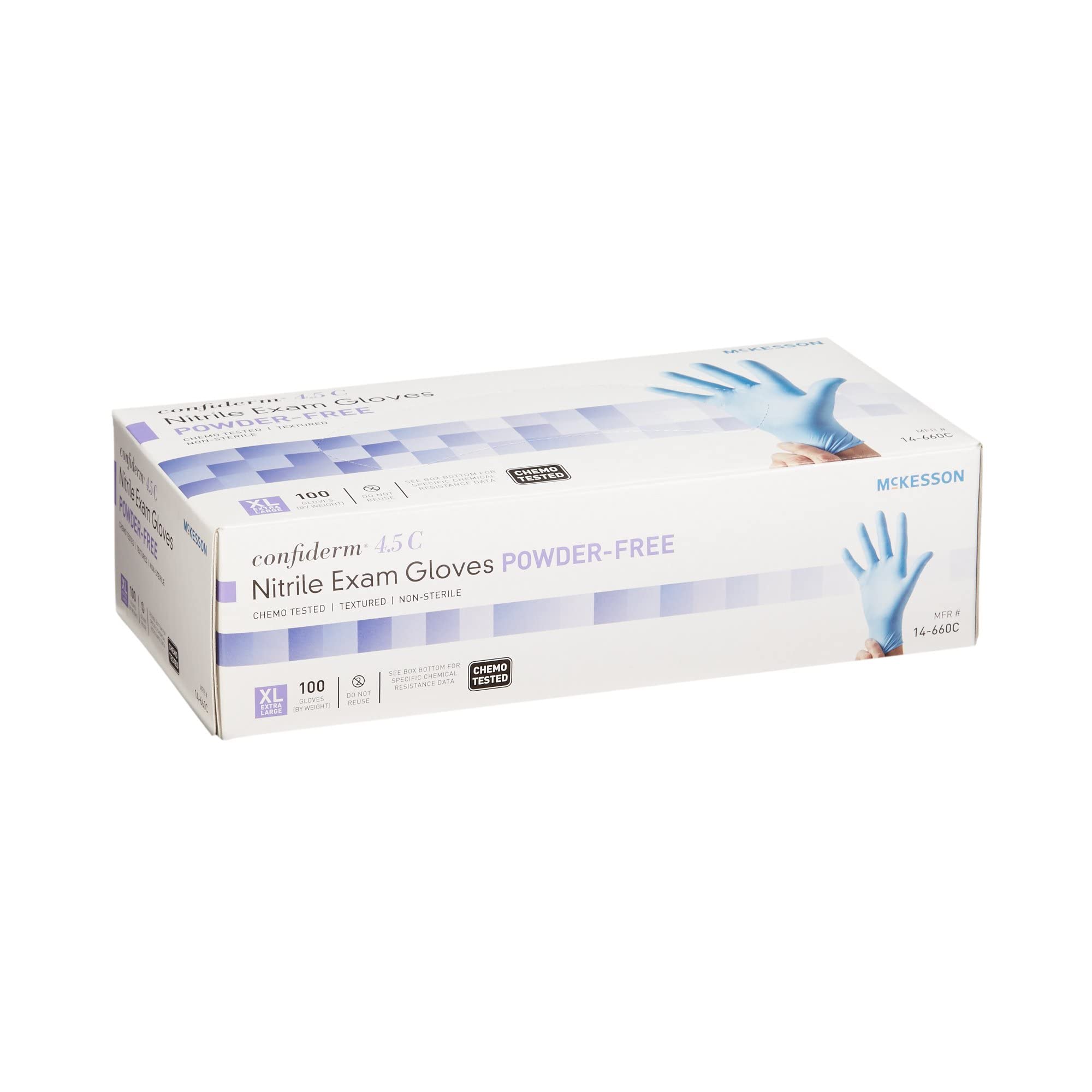 McKesson Confiderm 4.5C Nitrile Exam Gloves - Powder-Free, Latex-Free, Ambidextrous, Textured Fingertip (1000, X-Large) - Image 4