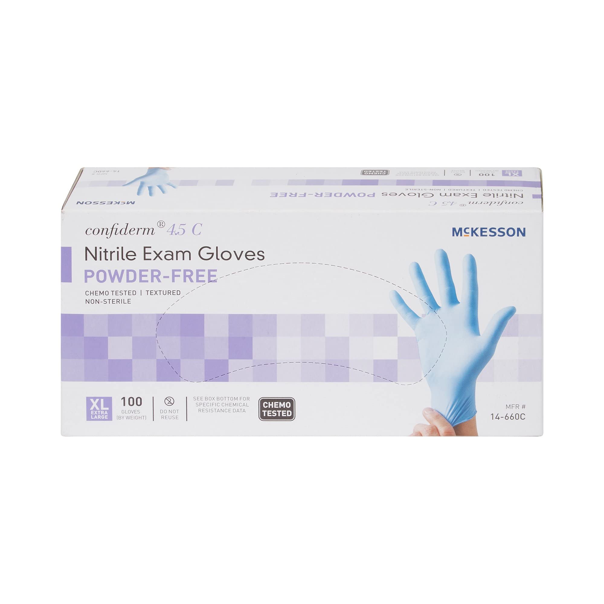 McKesson Confiderm 4.5C Nitrile Exam Gloves - Powder-Free, Latex-Free, Ambidextrous, Textured Fingertip (1000, X-Large) - Image 5