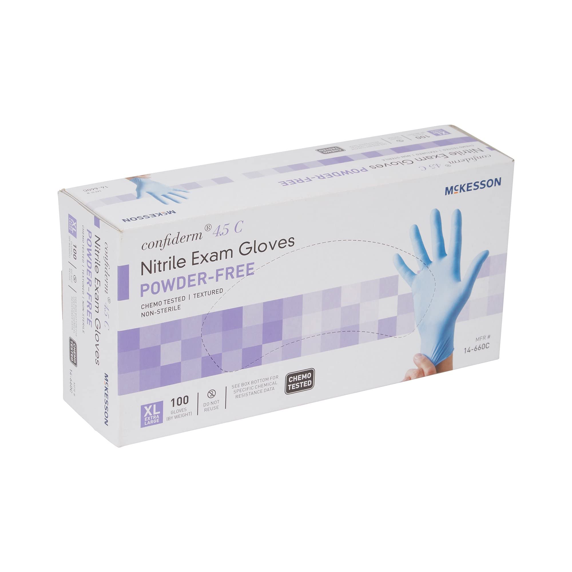 McKesson Confiderm 4.5C Nitrile Exam Gloves - Powder-Free, Latex-Free, Ambidextrous, Textured Fingertip (1000, X-Large) - Image 6