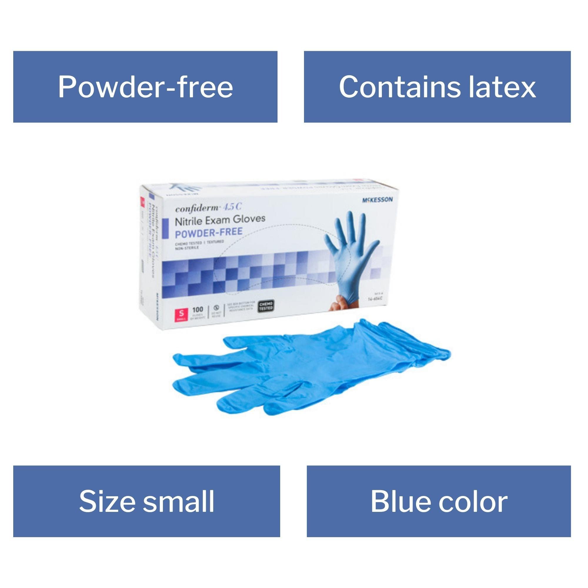 McKesson Confiderm 4.5C Nitrile Exam Gloves - Powder-Free, Latex-Free, Ambidextrous, Textured Fingertip (1000, Small) - Image 3