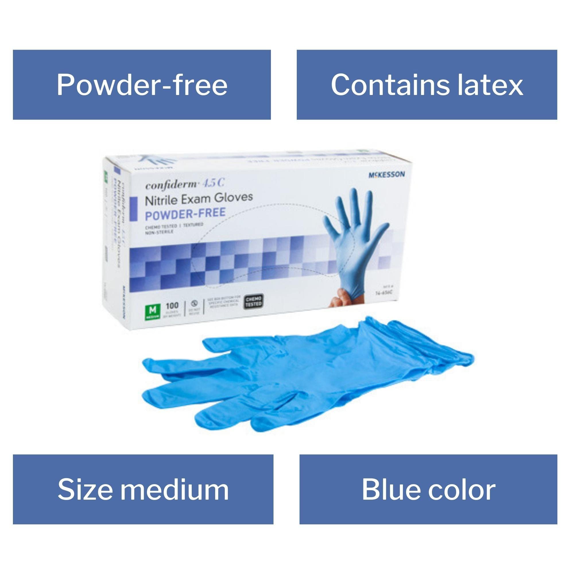 McKesson Confiderm 4.5C Nitrile Exam Gloves - Powder-Free, Latex-Free, Ambidextrous, Textured Fingertip (1000, Medium) - Image 5