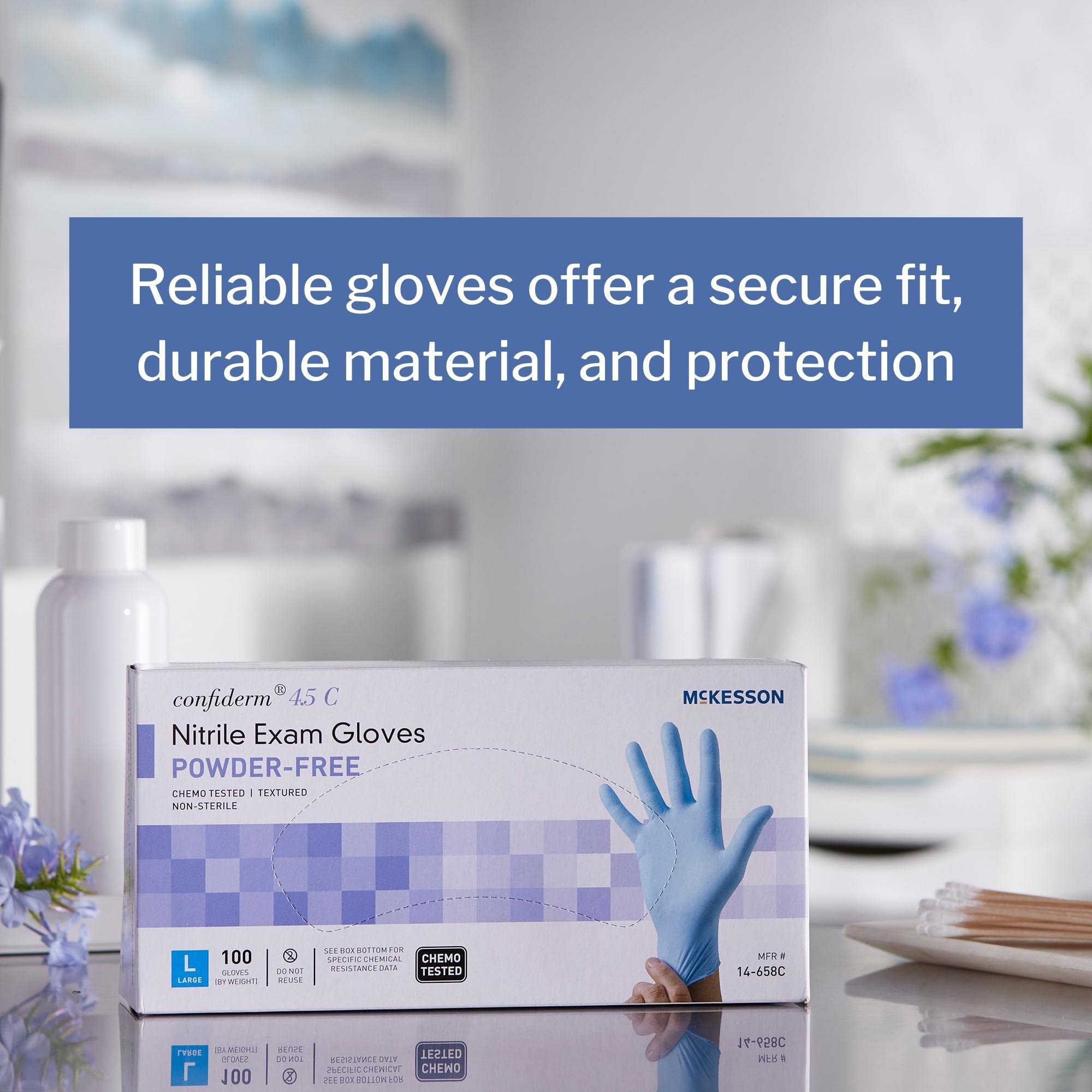 McKesson Confiderm 4.5C Nitrile Exam Gloves - Powder-Free, Latex-Free, Ambidextrous, Textured Fingertip (1000, Large) - Image 3