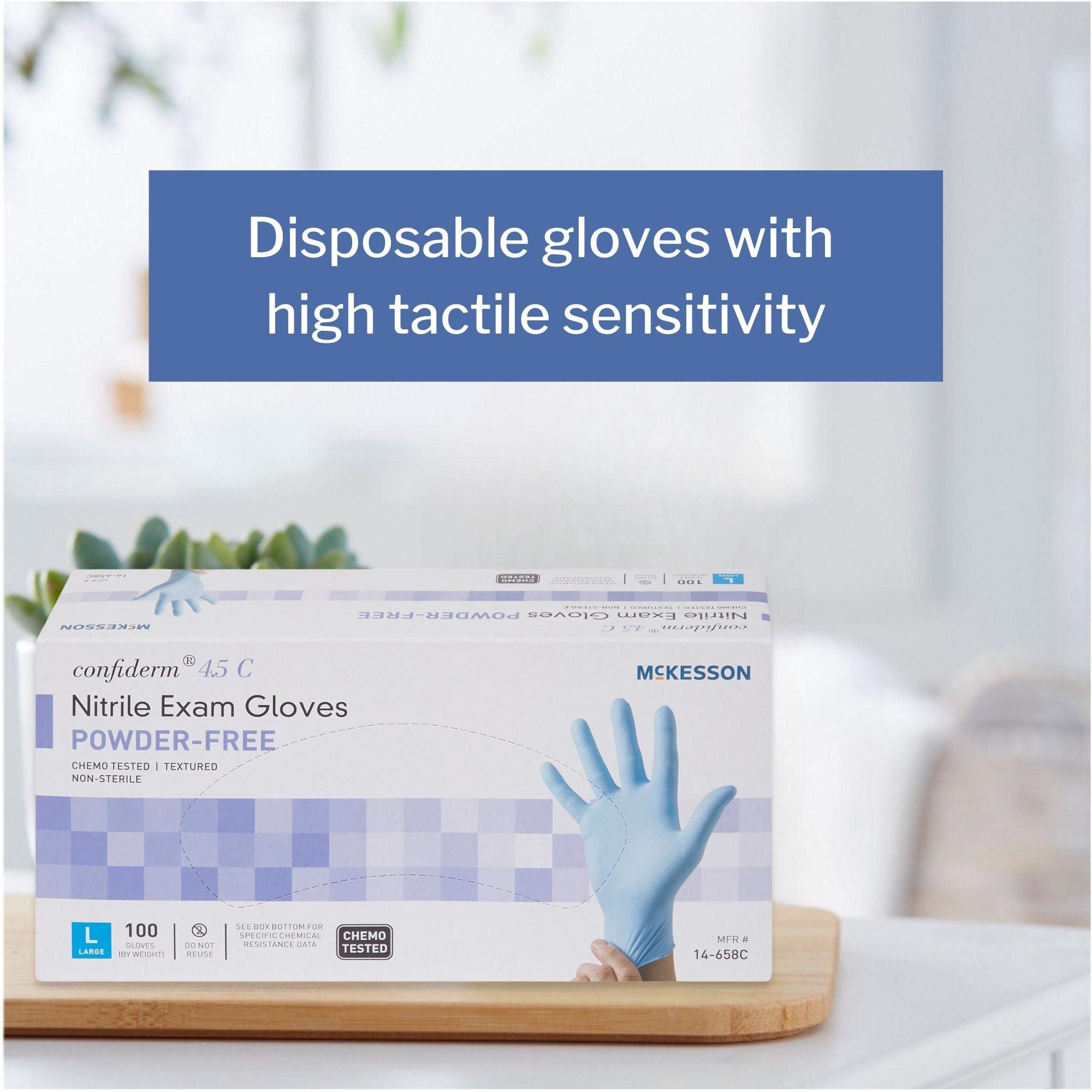 McKesson Confiderm 4.5C Nitrile Exam Gloves - Powder-Free, Latex-Free, Ambidextrous, Textured Fingertip (1000, Large) - Image 5