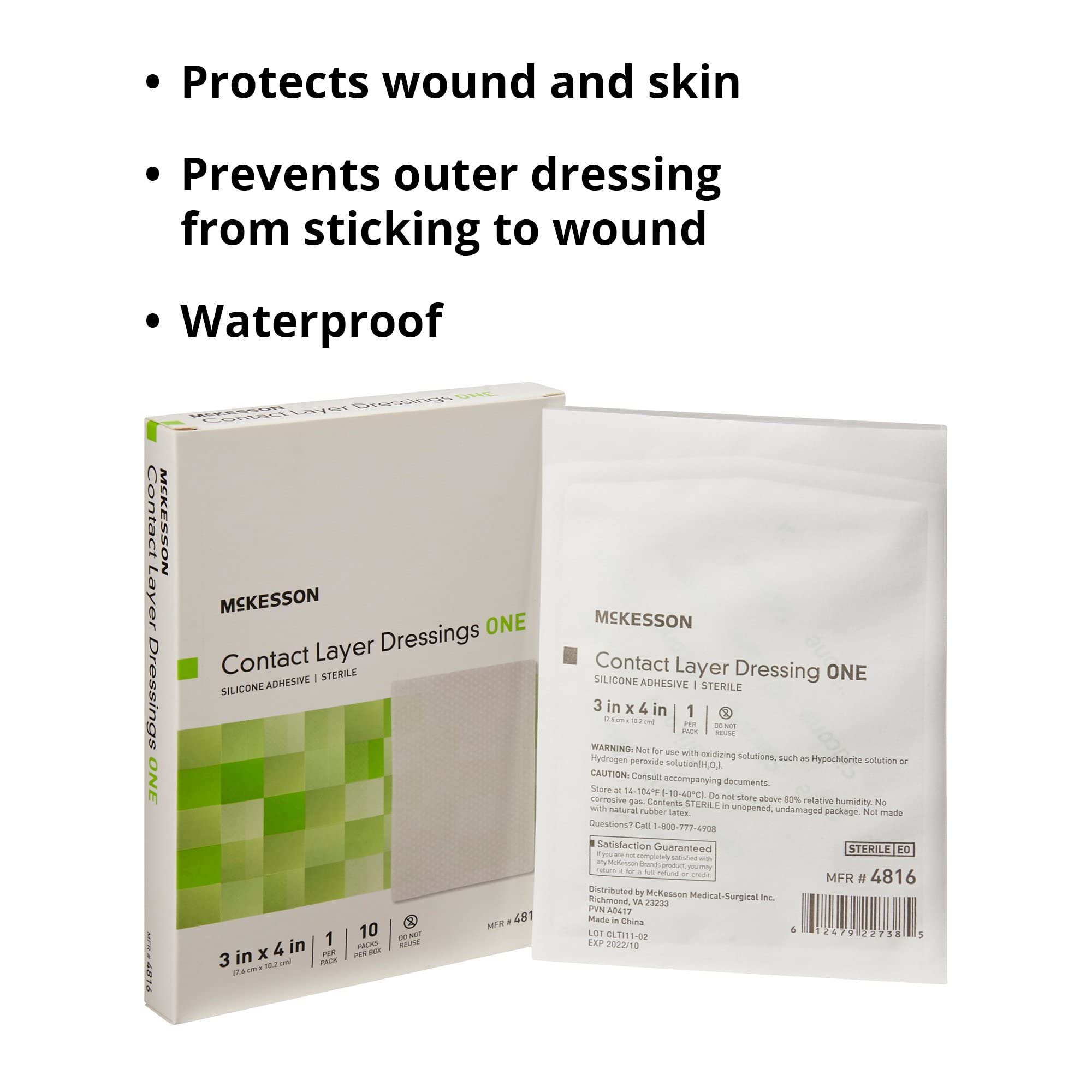 McKesson Contact Layer Dressing, Sterile, Silicone Adhesive, 3 in x 4 in, 10 Count, 4 Packs, 40 Total - Image 4