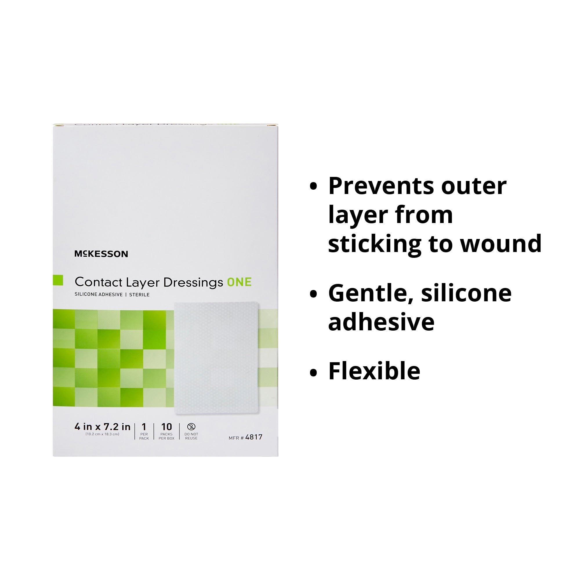 McKesson Contact Layer Dressing, Sterile, Silicone Adhesive, 4 in x 7.2 in, 10 Count, 1 Pack - Image 3