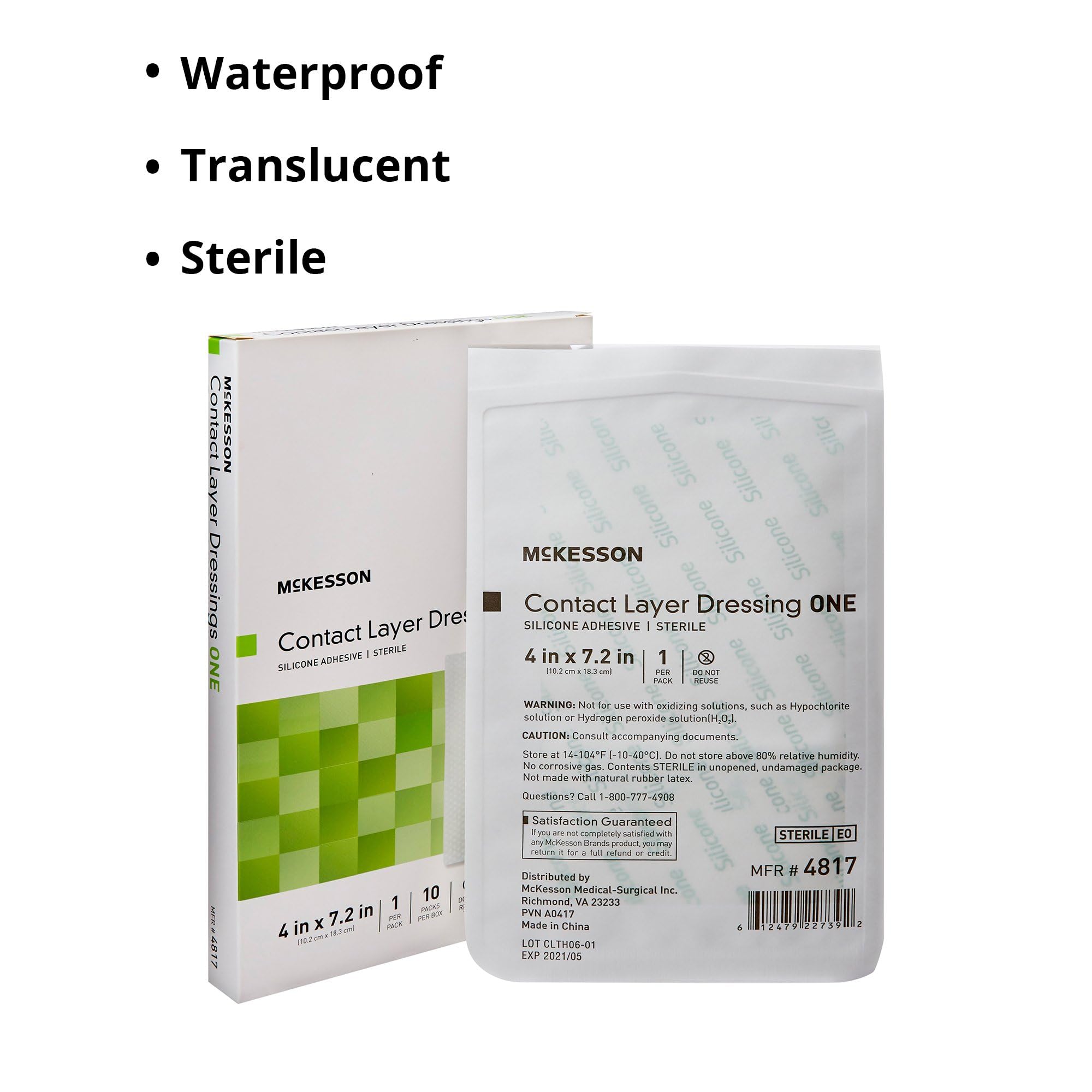 McKesson Contact Layer Dressing, Sterile, Silicone Adhesive, 4 in x 7.2 in, 10 Count, 1 Pack - Image 4