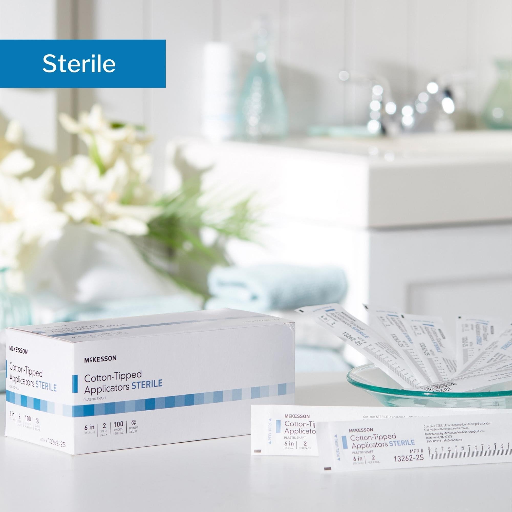 McKesson Cotton Tipped Applicator, 6 in [200 Count] Long Sterile Medical Swabs, Individually Wrapped, Plastic Shaft - Image 5