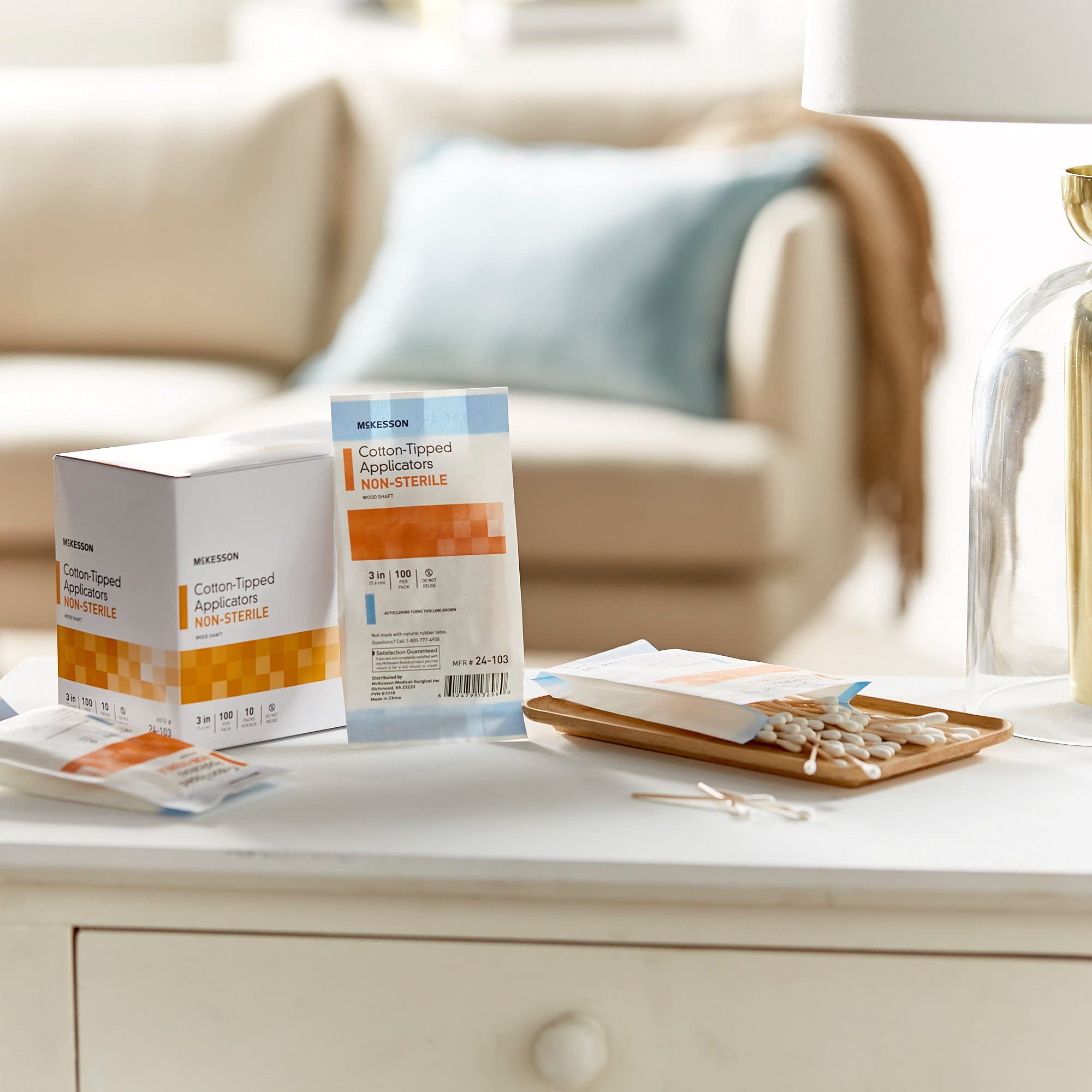 McKesson Cotton-Tipped Applicator Swabstick, Non-Sterile, Wood Shaft, 3 in, 100 Count, 10 Packs, 1000 Total - Image 5