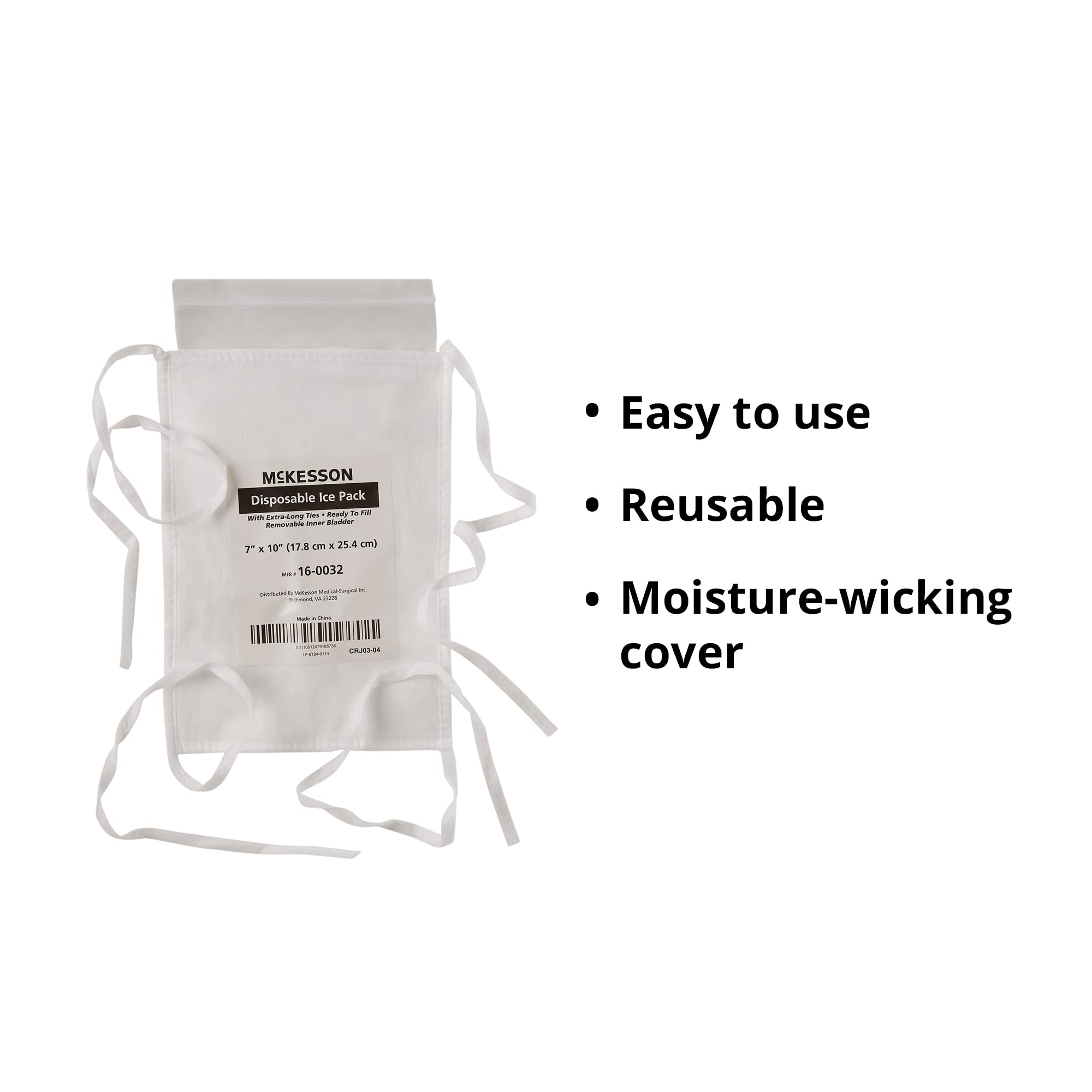 McKesson Disposable Ice Pack Bag, Tie Straps, 7 in x 10 in, 10 Count, 10 Packs, 100 Total - Image 3