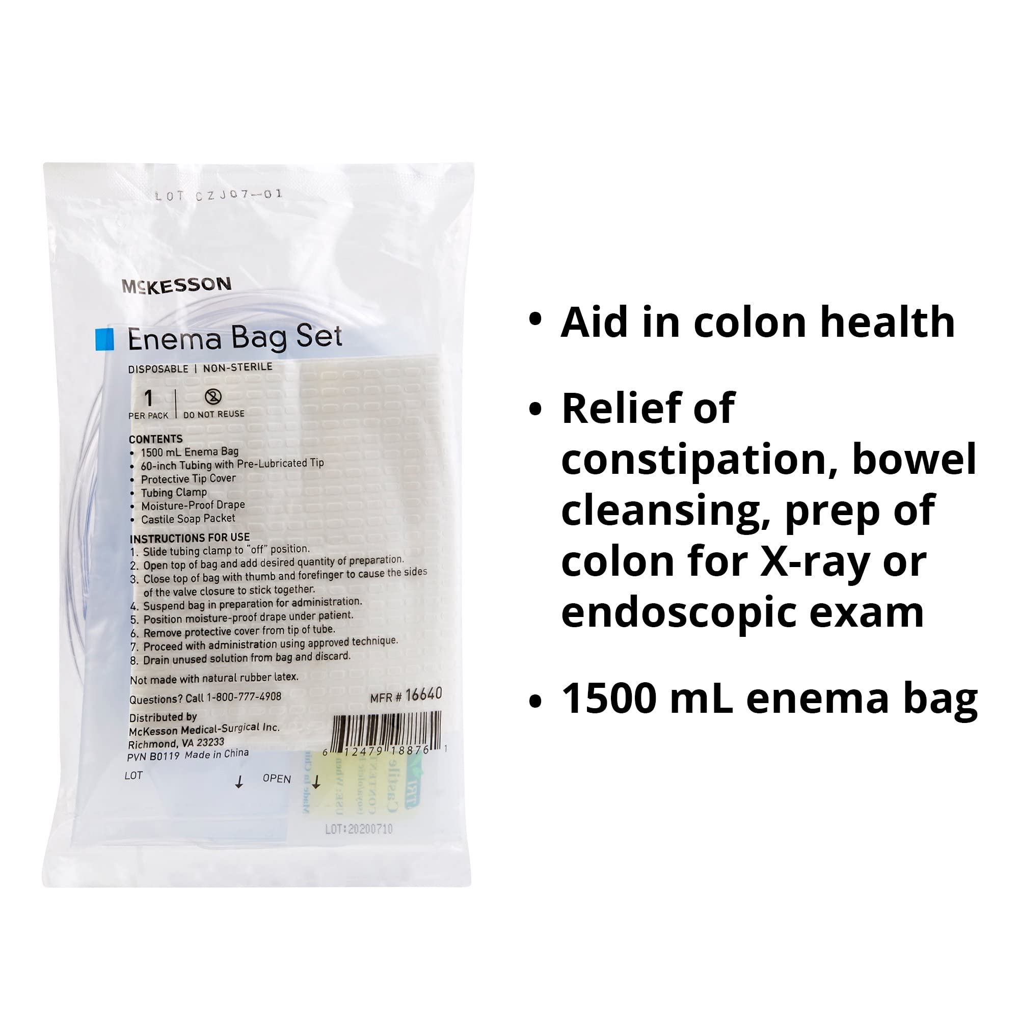McKesson Enema Bag Set, Non-Sterile, Single Use, Disposable, 50 Count - Image 3