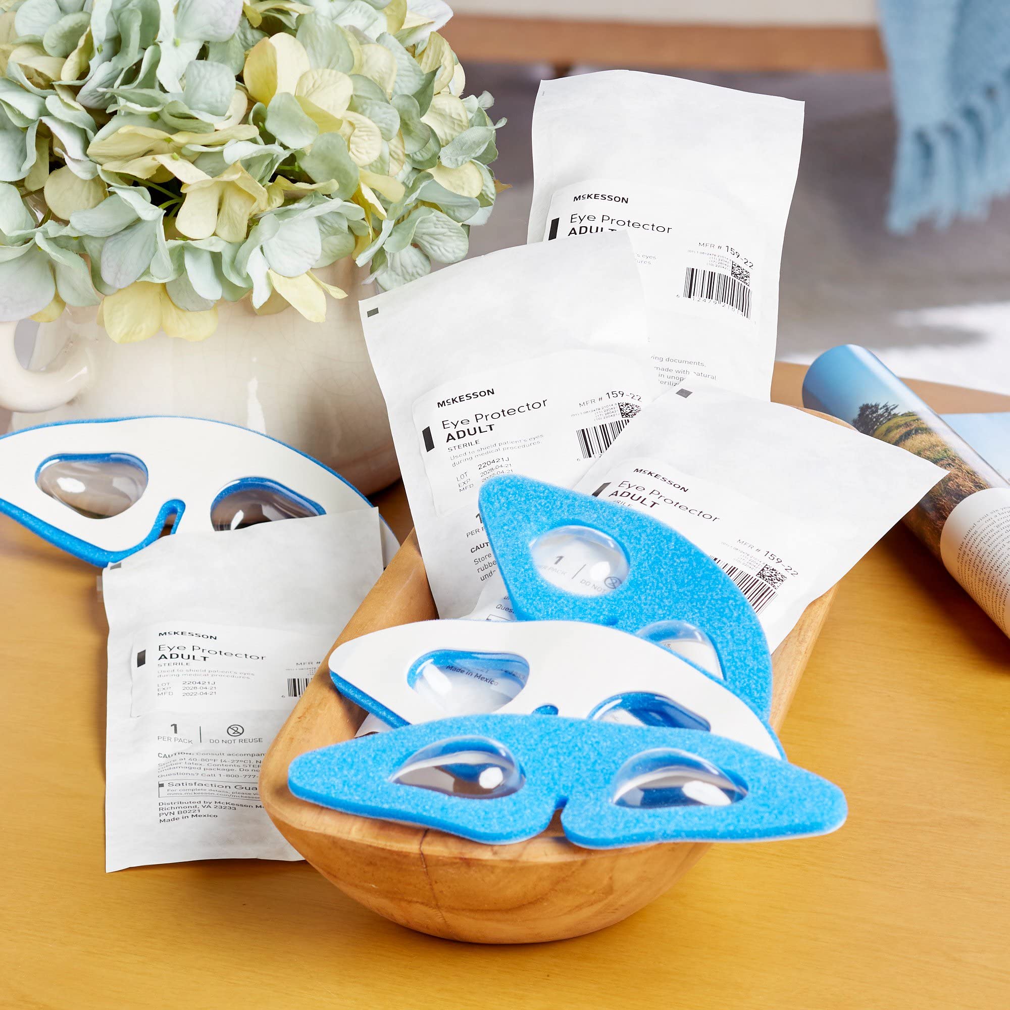 McKesson Eye Protectors - Foam, Sterile, Self-Adhesive for Adults, Disposable - Blue, 8 1/8 in x 2 9/10 in, 25 Count, 1 Pack - Image 7