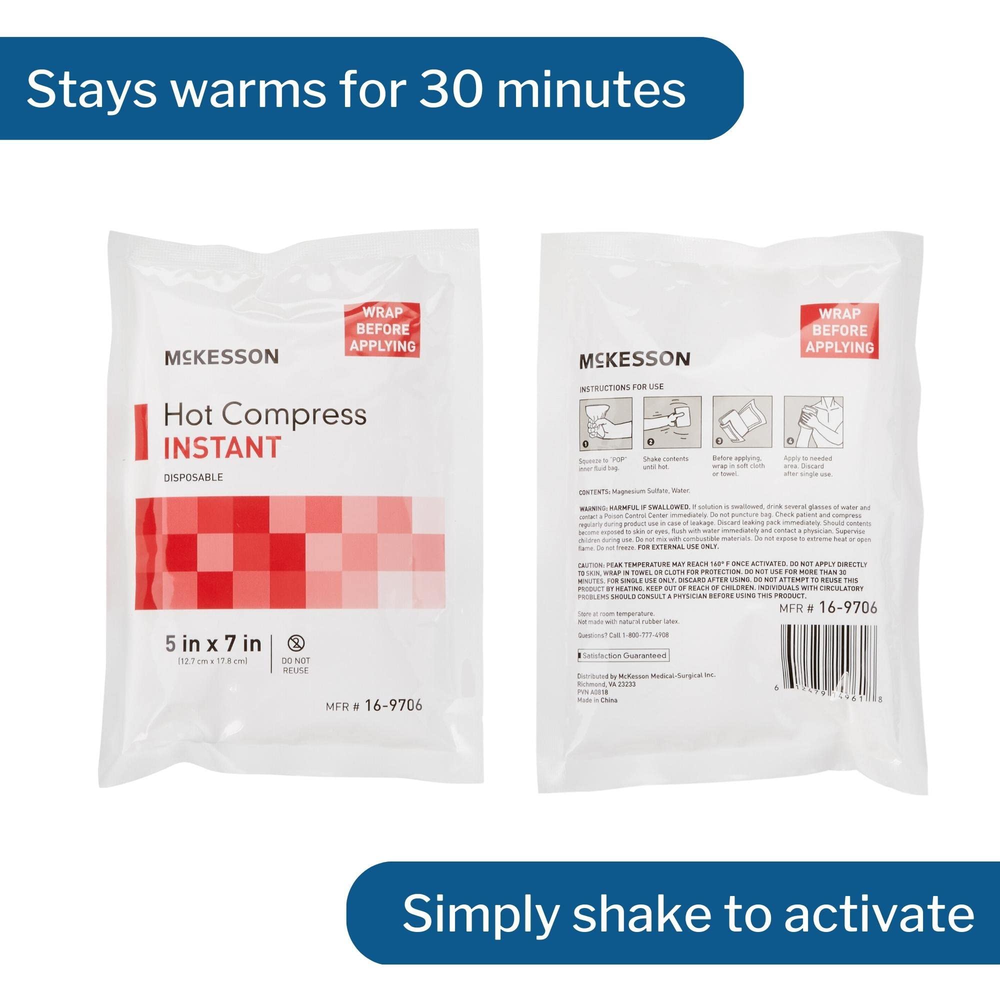 McKesson Hot Compress Instant Hot Pack [24 Pack] Disposable, Heat Packs for Pain Relief, 5 in x 7 in - Image 6
