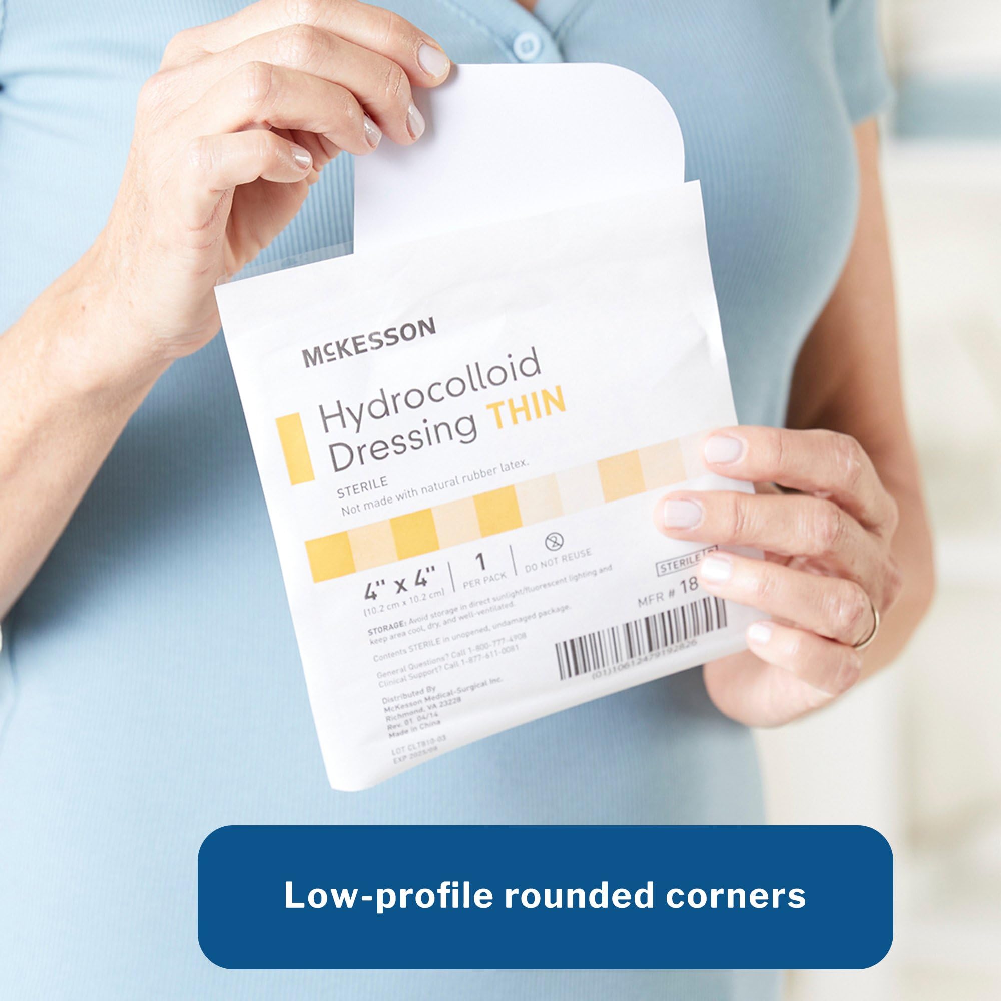 McKesson Hydrocolloid Dressing, Sterile, Thin (10 Dressings) - Self-Adhesive Sterile Bandage, Waterproof Patch for Bed Sore, Mild Burn, Blister, Acne Care - 4 in x 4 in - Image 8