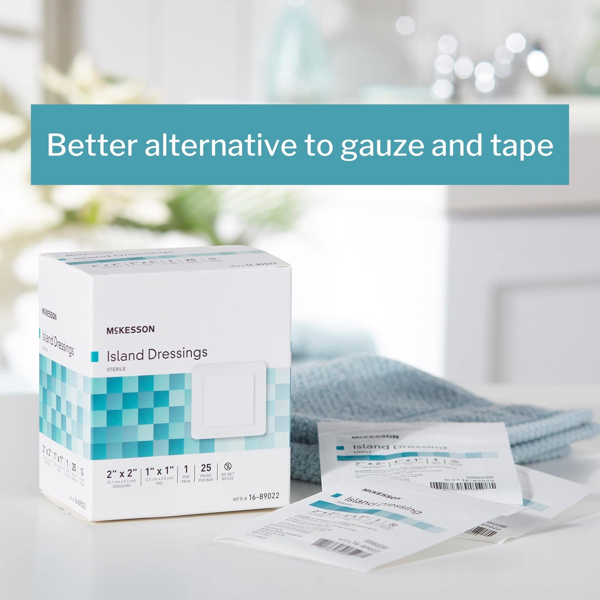 McKesson Island Dressings, Sterile, Dimension 2 in x 2 in, Pad 1 in x 1 in, 25 Count, 4 Packs, 100 Total - Image 4