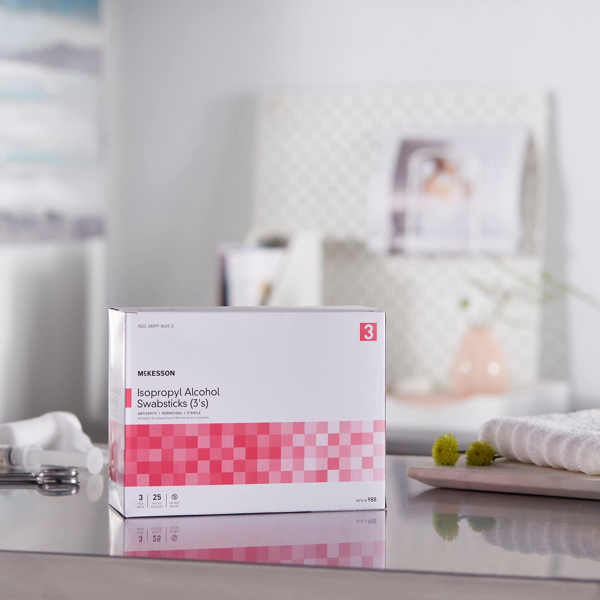 McKesson Isopropyl Alcohol Swabsticks [75 Swabs] Sterile, Individual Wrapped, 3 Per Packs, 25 Packs - Image 6