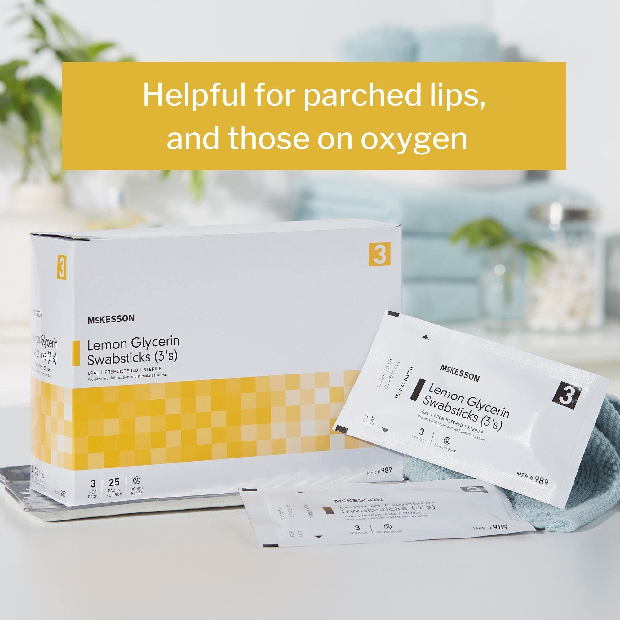 McKesson Lemon Glycerin Swabsticks, Sterile, Oral Swab Stick, 25 Count, 1 Pack - Image 3