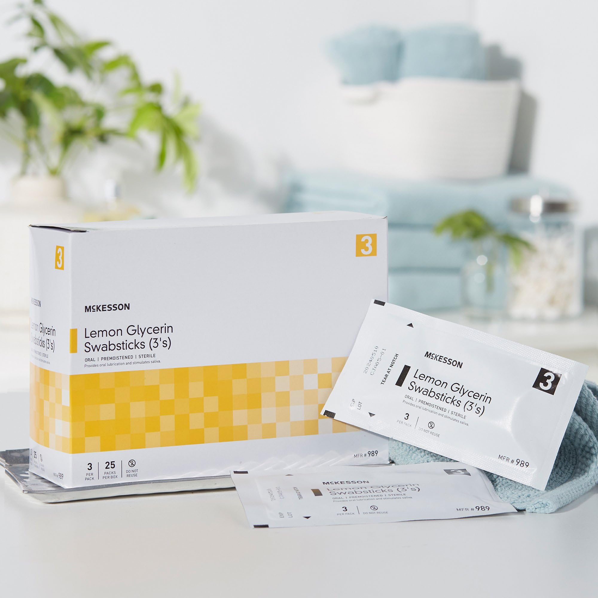 McKesson Lemon Glycerin Swabsticks, Sterile, Oral Swab Stick, 25 Count, 1 Pack - Image 5