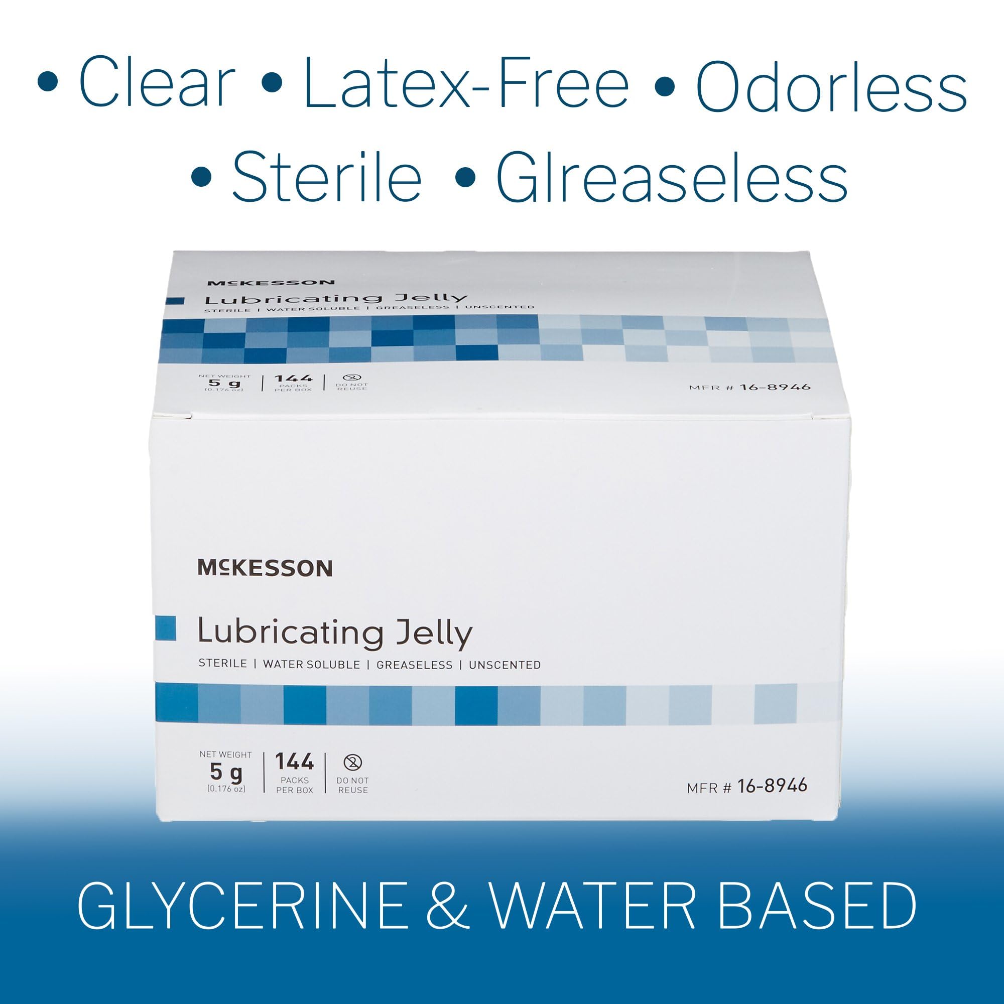 McKesson Lubricating Jelly, 5 g [144 Count] Water Based Non-Sticky Lube, Water Soluble Lubricant Gel - for Surgical, Medical, Personal – Sterile Individual Packets - Image 4