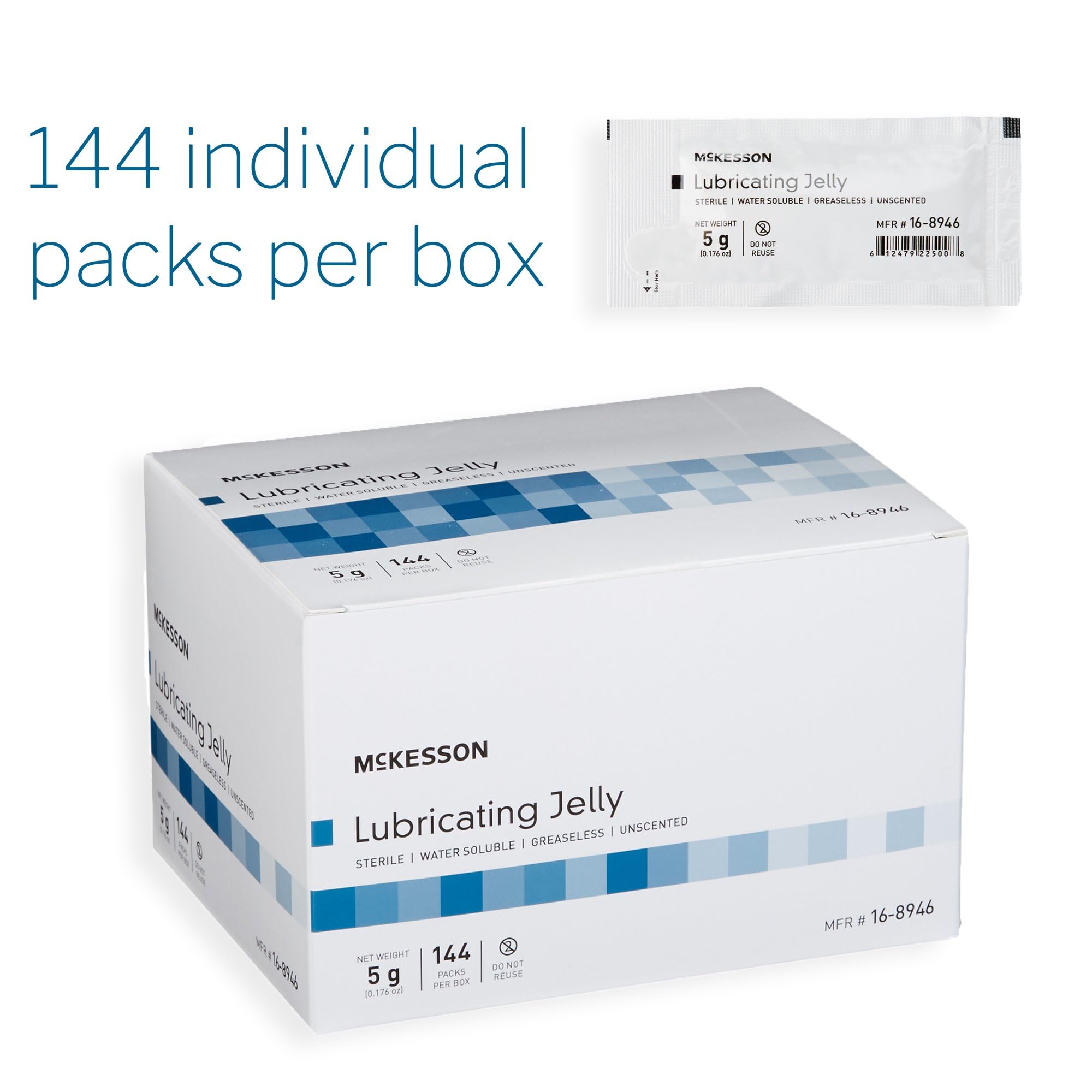 McKesson Lubricating Jelly, 5 g [144 Count] Water Based Non-Sticky Lube, Water Soluble Lubricant Gel - for Surgical, Medical, Personal – Sterile Individual Packets - Image 6