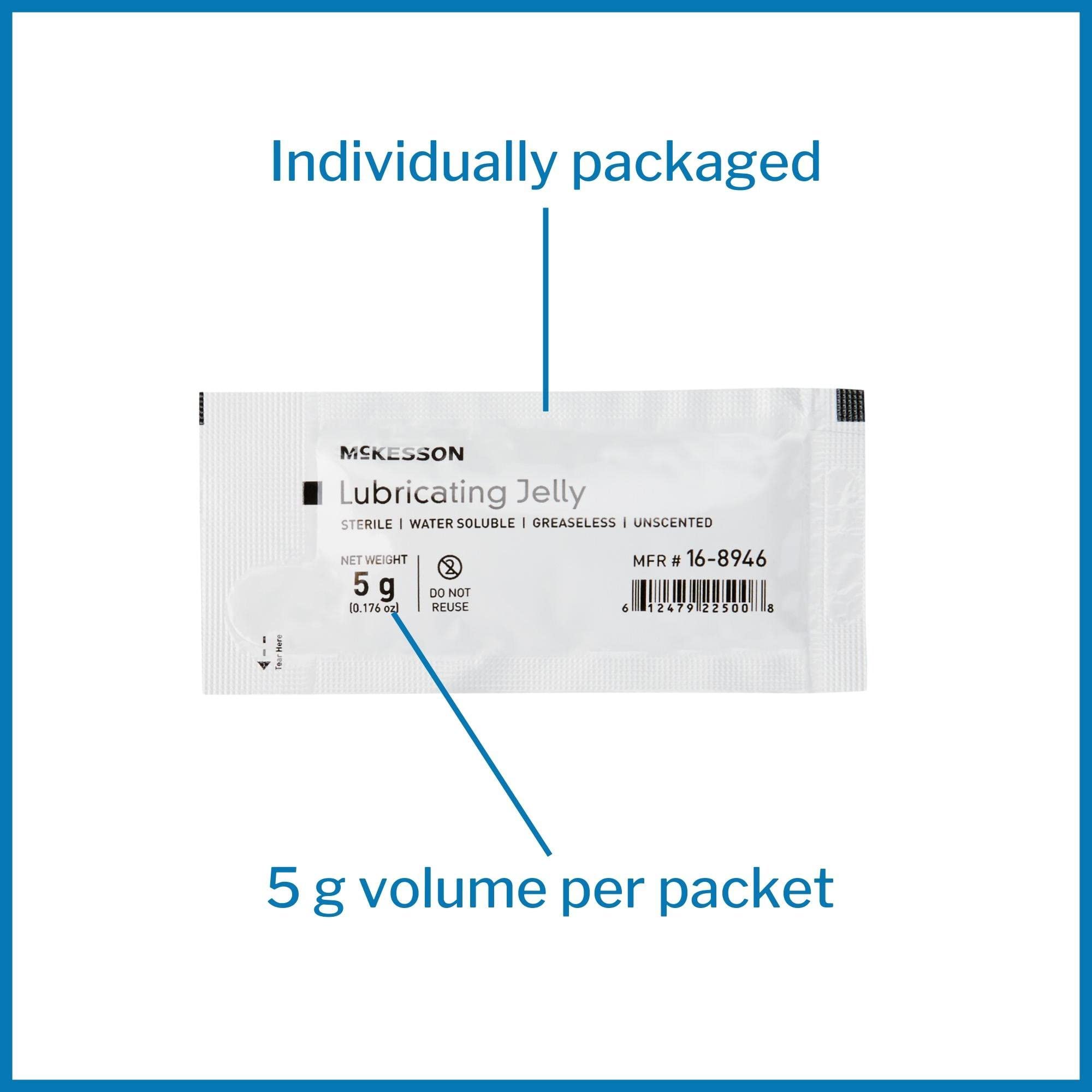 McKesson Lubricating Jelly, 5 g [864 Count] Water Based Non-Sticky Lube, Water Soluble Lubricant Gel - for Surgical, Medical, Personal – Sterile Individual Packets, Box of 6 - Image 4