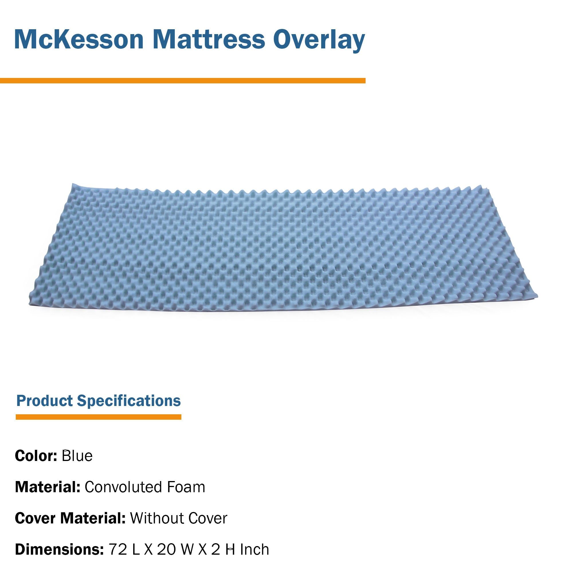 McKesson Mattress Overlay - Convoluted Foam Decubitus Care Pad, Mattress Topper for Ulcers, Pressure Sores, Bedsores - Blue, 72 in x 20 in x 2 in, 12 Count - Image 5