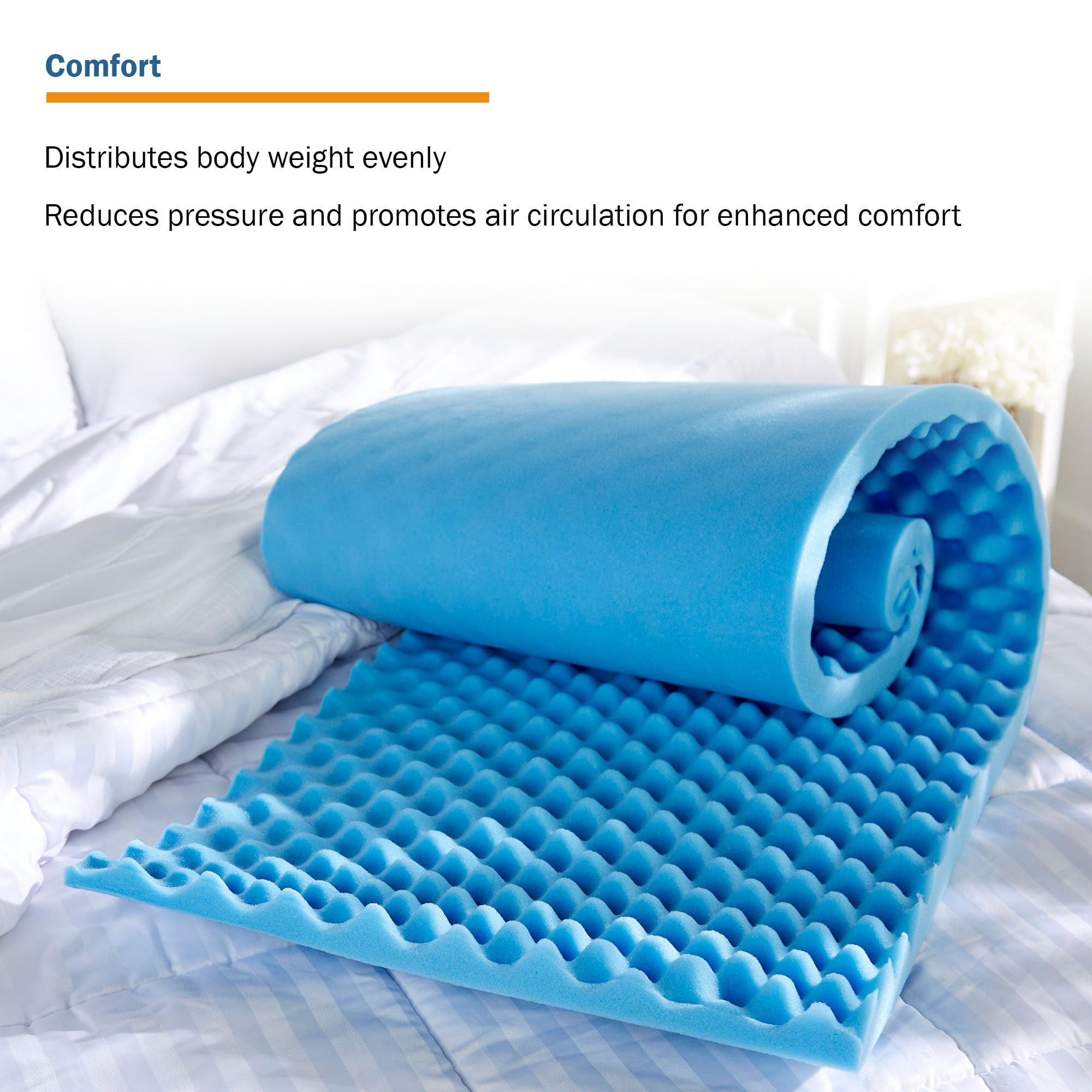 McKesson Mattress Overlay - Convoluted Foam Decubitus Care Pad, Mattress Topper for Ulcers, Pressure Sores, Bedsores - Blue, 72 in x 20 in x 2 in, 12 Count - Image 7