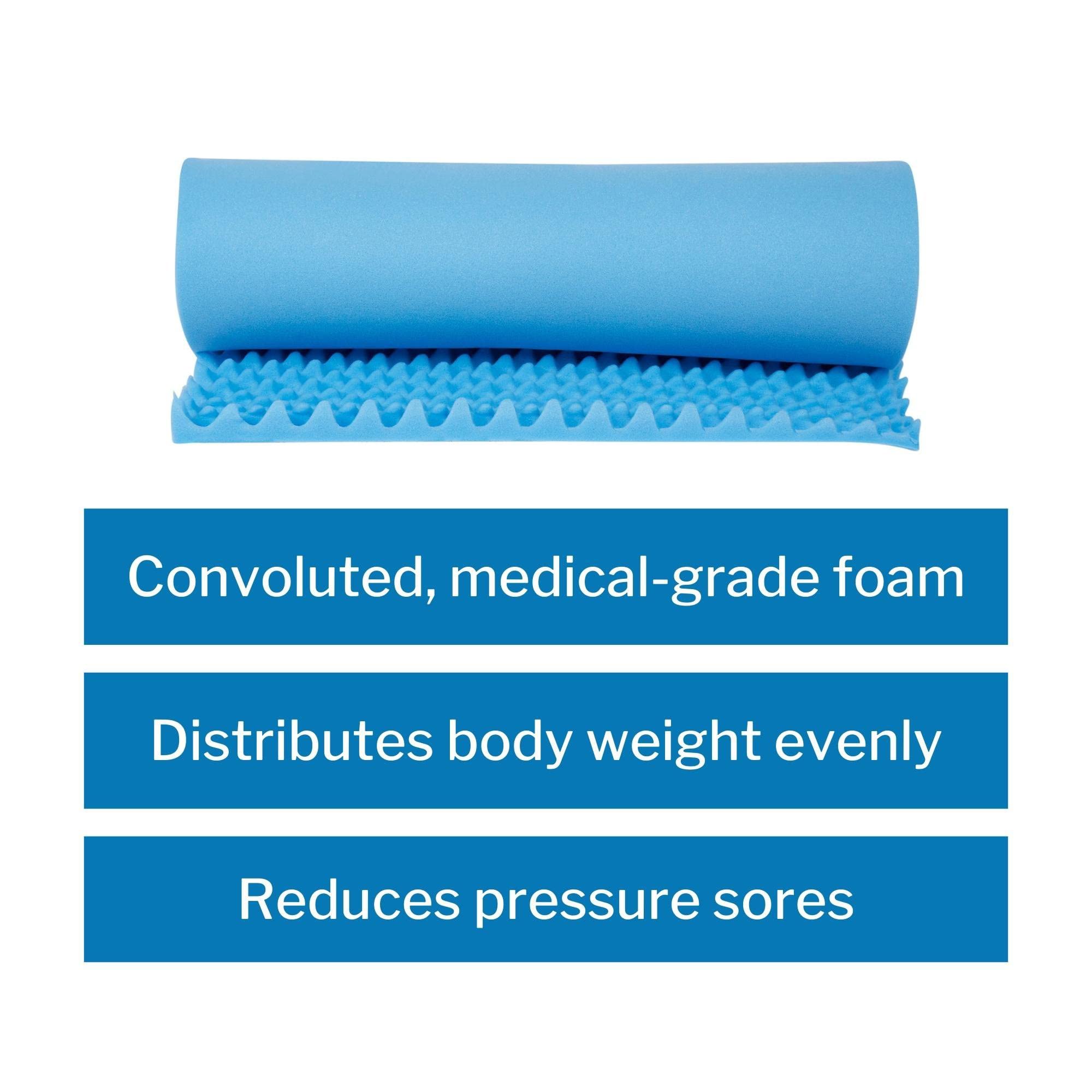 McKesson Mattress Topper Overlay, Convoluted Foam, Blue, 72 in L x 33 in x 2 in (L x W x H), 1 Count - Image 3