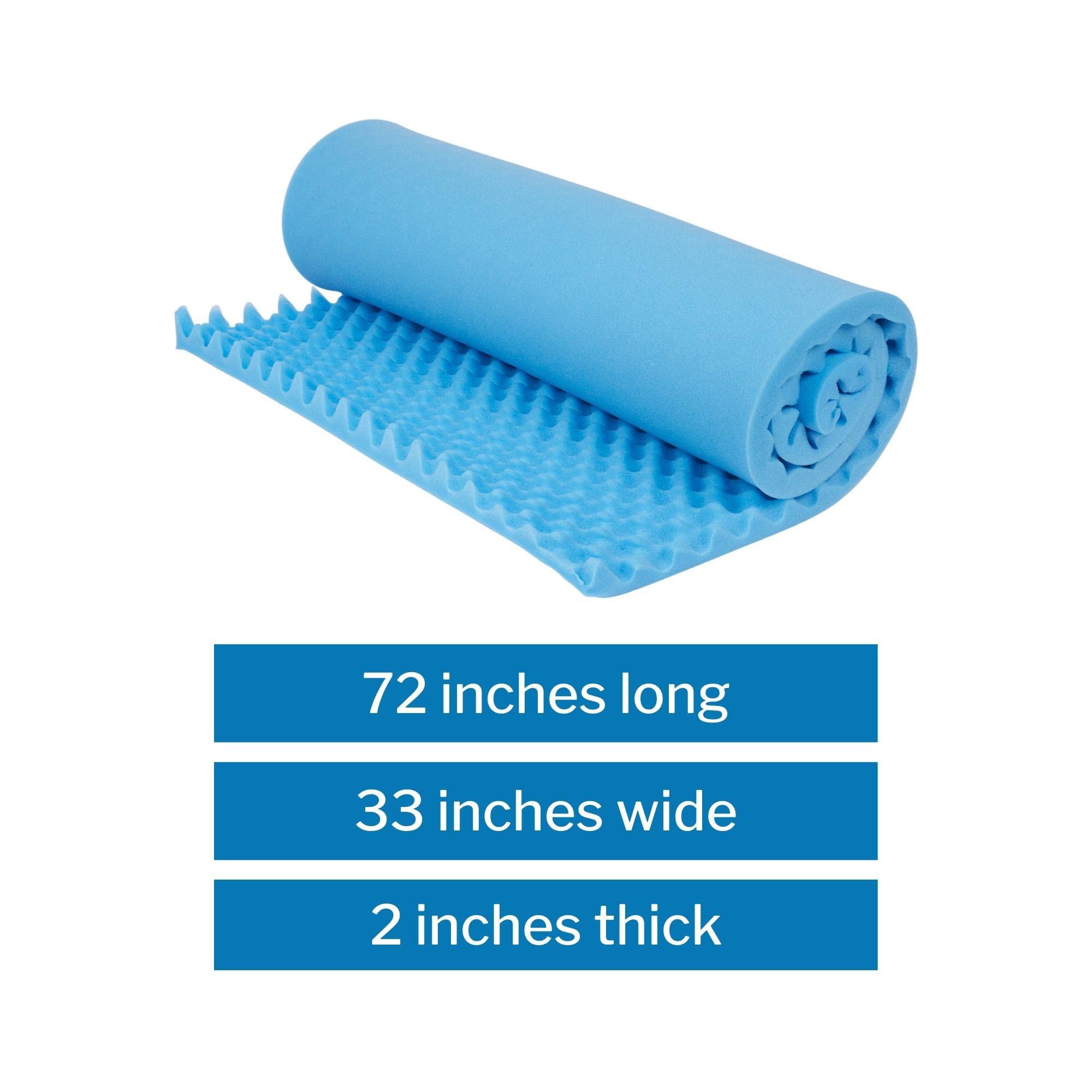 McKesson Mattress Topper Overlay, Convoluted Foam, Blue, 72 in L x 33 in x 2 in (L x W x H), 1 Count - Image 4