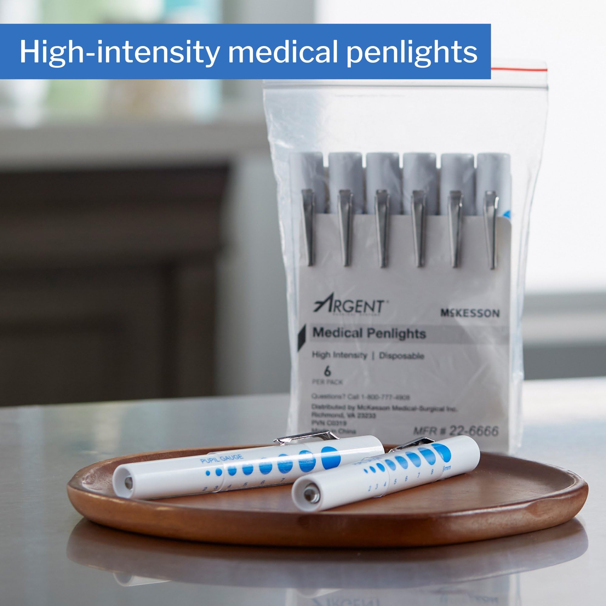 McKesson Medical Penlights with Pupil Gauge Pen Light for Nurses and Medical Professionals, Disposable Diagnostic Penlight, High Intensity - Disposable 4.5 inch, 1 Count, 6 Packs, 6 Total - Image 3