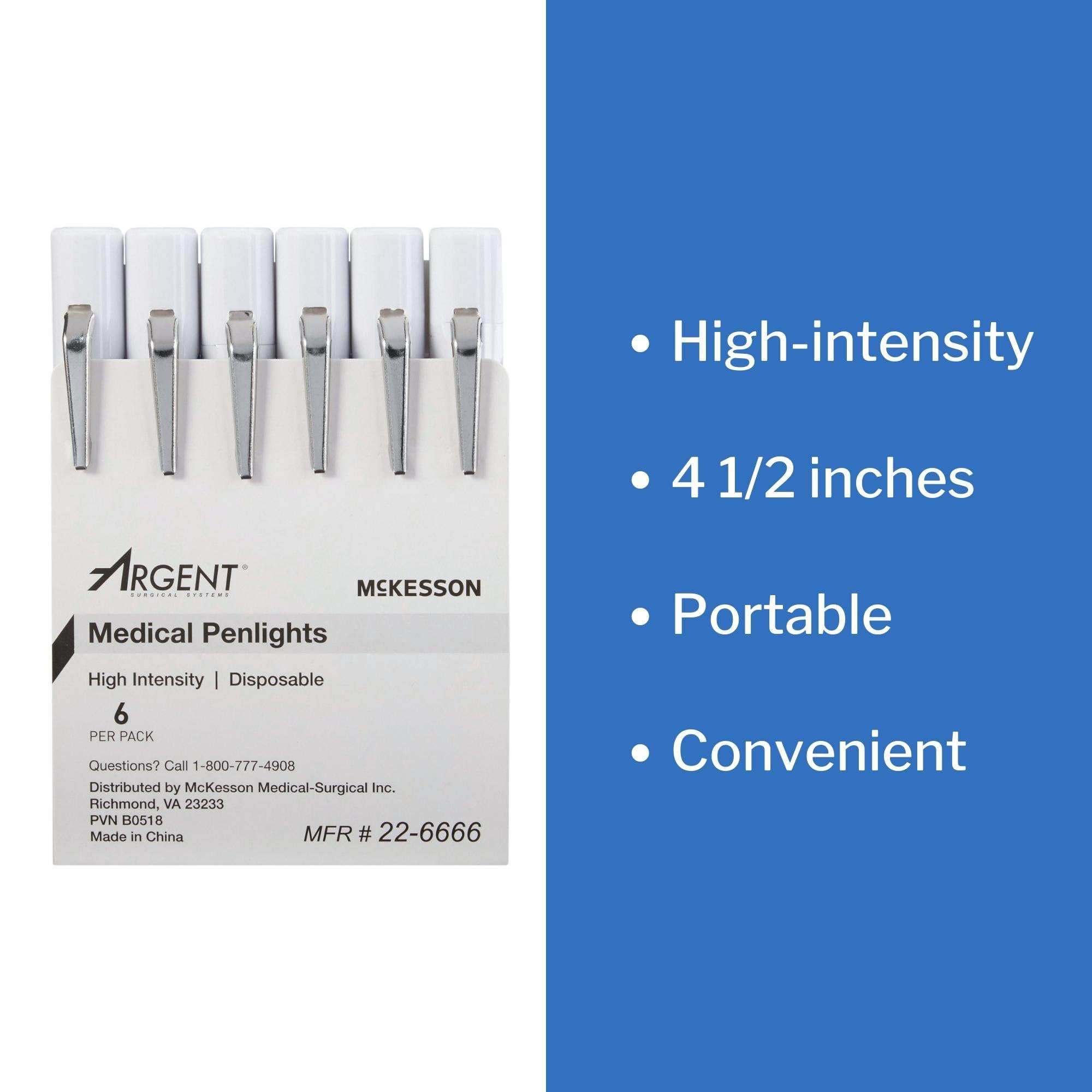 McKesson Medical Penlights with Pupil Gauge Pen Light for Nurses and Medical Professionals, Disposable Diagnostic Penlight, High Intensity - Disposable 4.5 inch, 1 Count, 6 Packs, 6 Total - Image 5