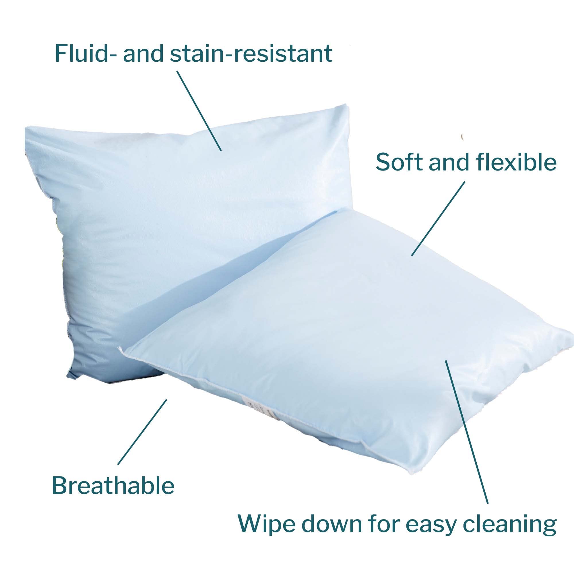 McKesson Medical Pillow [1 Count] Reusable Hospital Bed Pillows, Vinyl Cover, Fluid Moisture and Stain-Resistant, Blue, 19 in x 25 in - Image 3