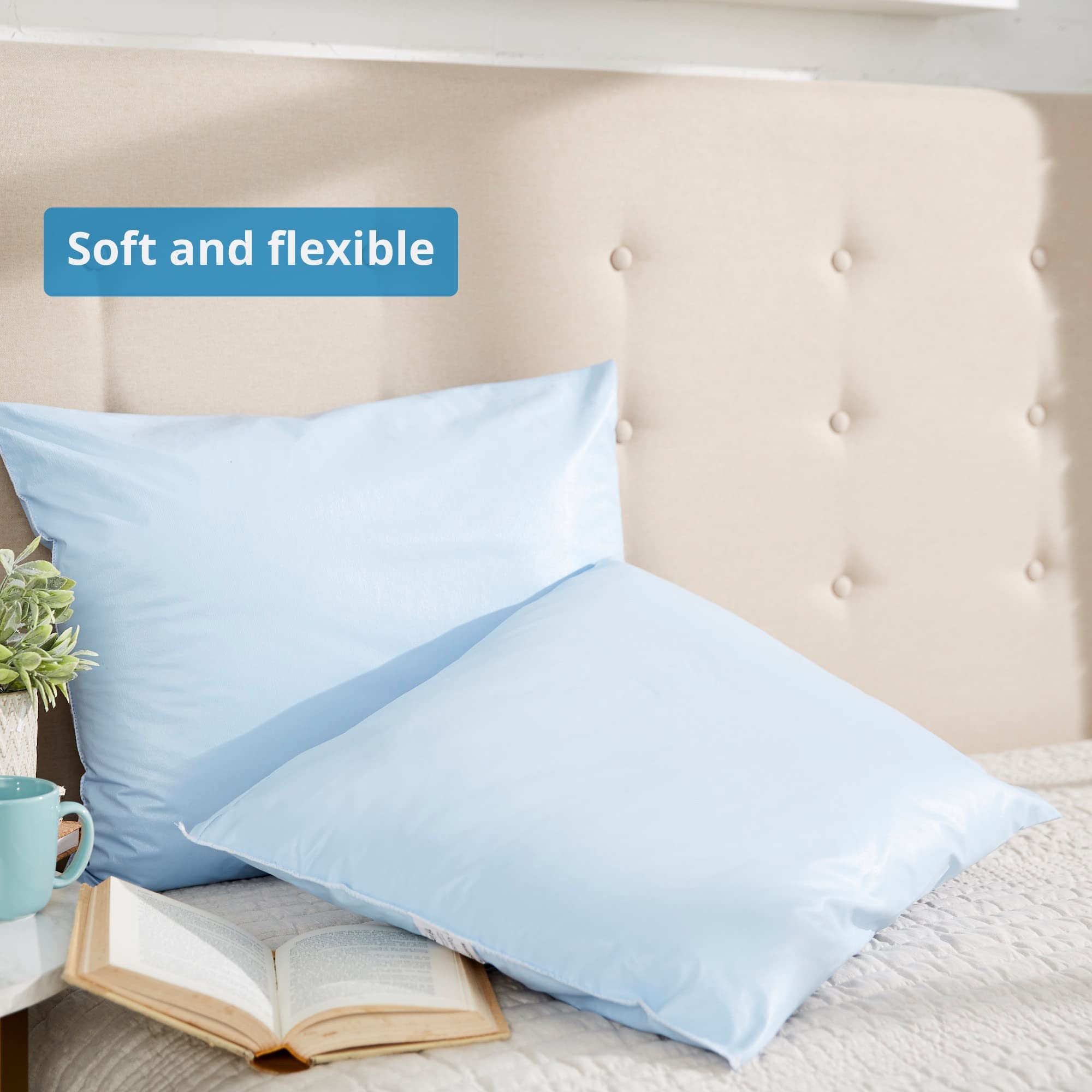 McKesson Medical Pillow [1 Count] Reusable Hospital Bed Pillows, Vinyl Cover, Fluid Moisture and Stain-Resistant, Blue, 19 in x 25 in - Image 6