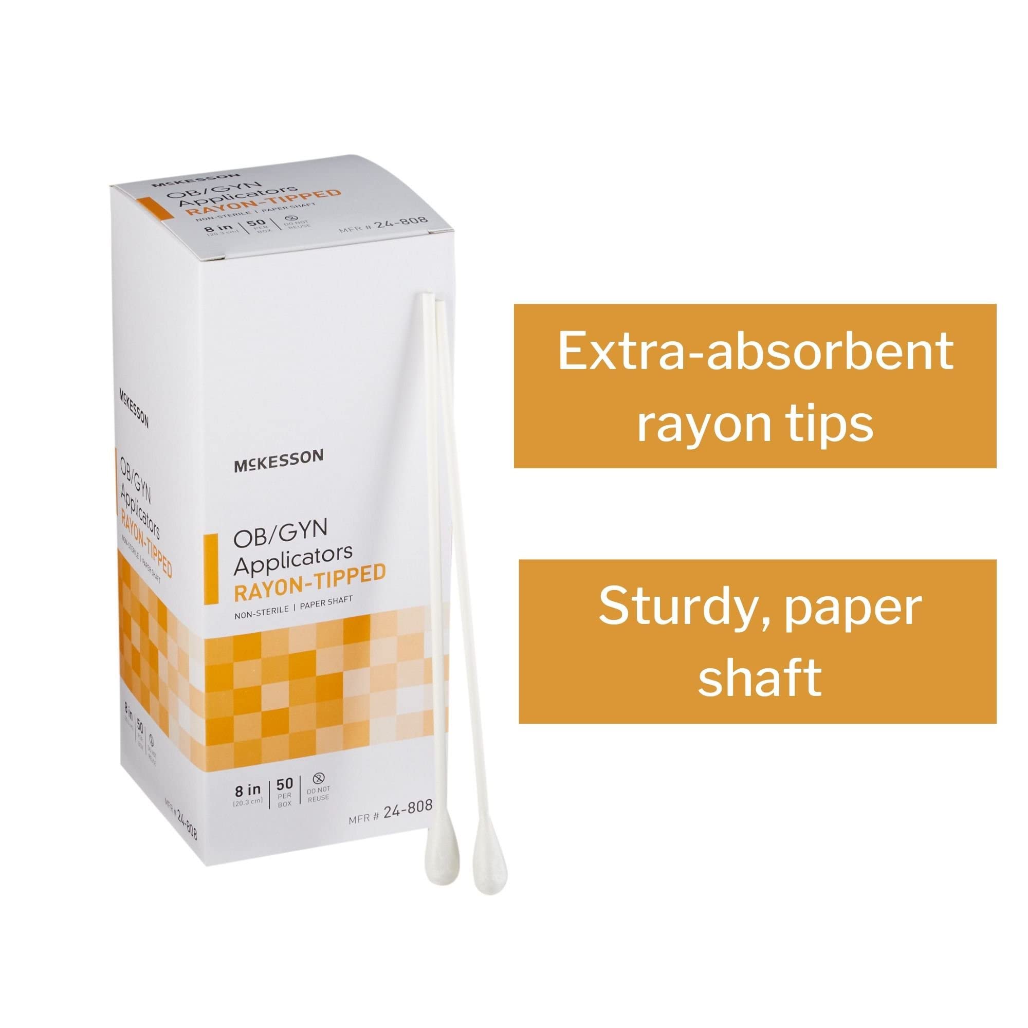 McKesson OB/GYN Applicators Rayon Tipped, Non-Sterile, 8 in, 50 Count, 1 Pack - Image 3