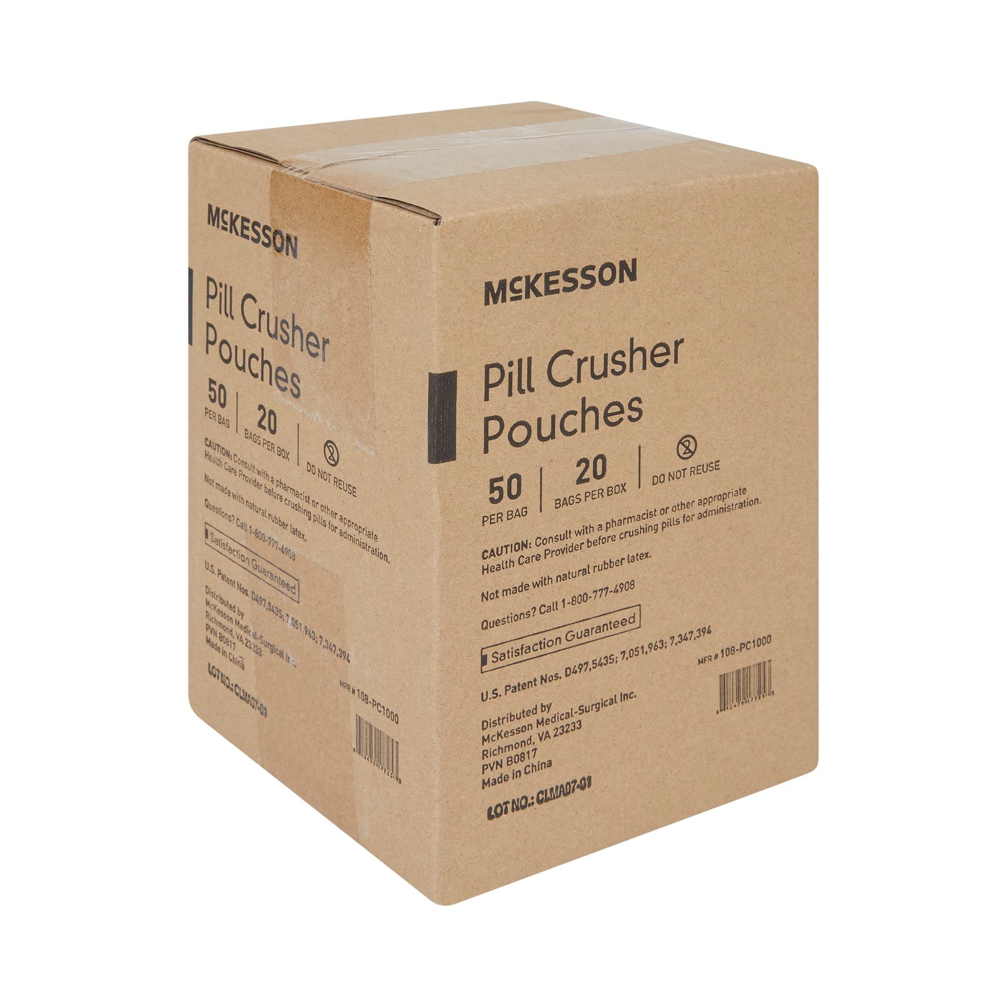 McKesson Pill Crusher Pouches, Single Use, Disposable, Clear, 50 Count, 20 Packs, 1000 Total, 50 Count, 160 Packs, 8000 Total - Image 6