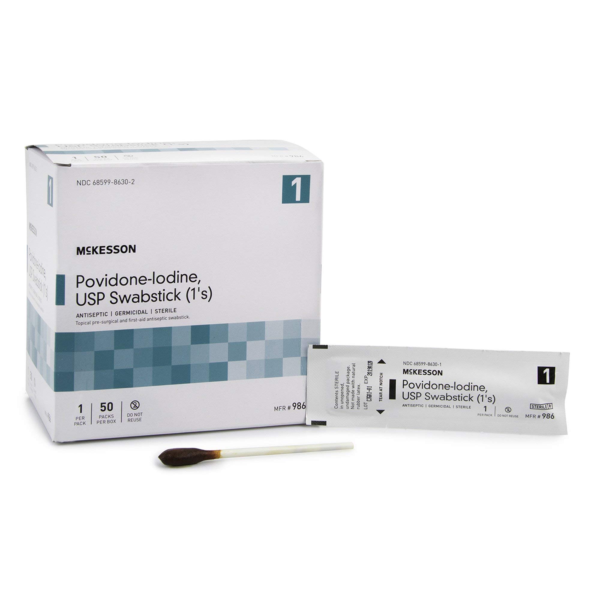 McKesson Povidone Iodine 10% Swabs Stick [50 Sticks] Sterile Swabsticks, Topical Pre-Surgical and First Aid - Image 7
