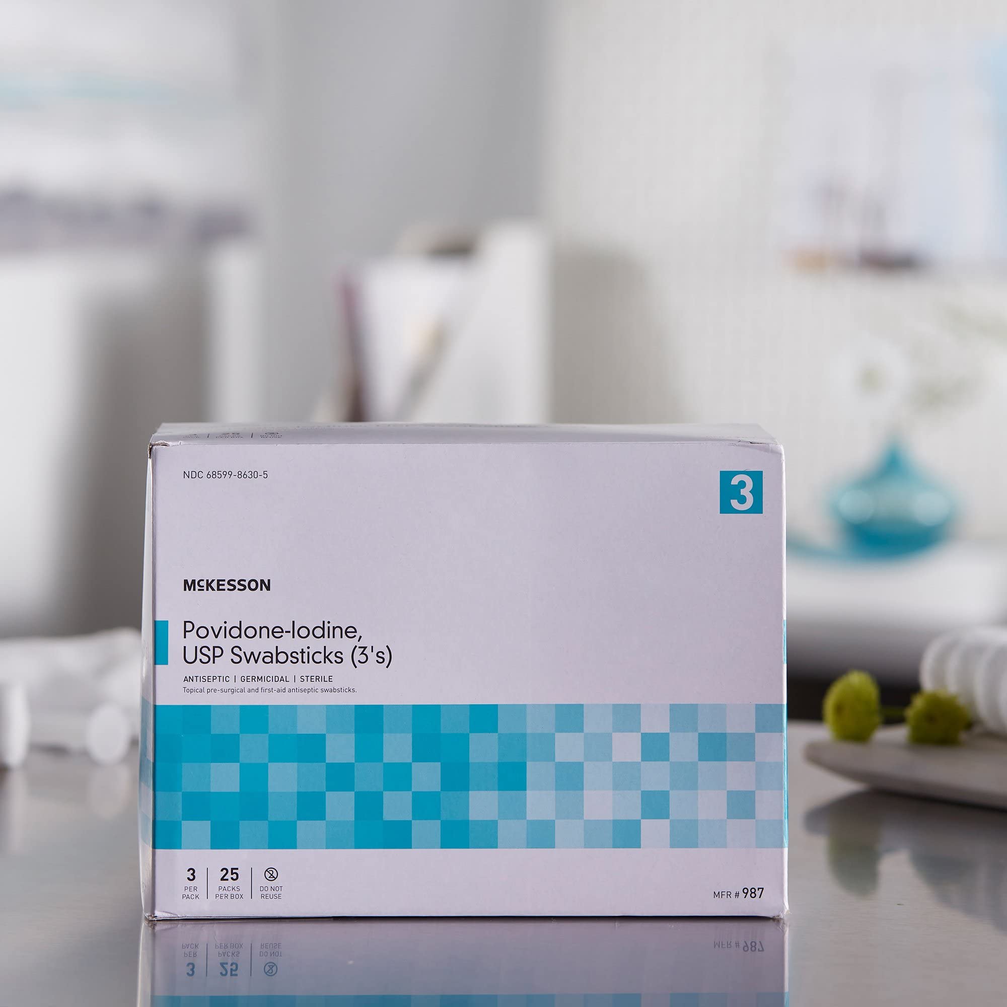 McKesson Povidone Iodine 10% Swabs Stick [75 Sticks], Sterile Swabsticks, Topical Pre-Surgical and First Aid, 3 Per Pack, 25 Packs - Image 5