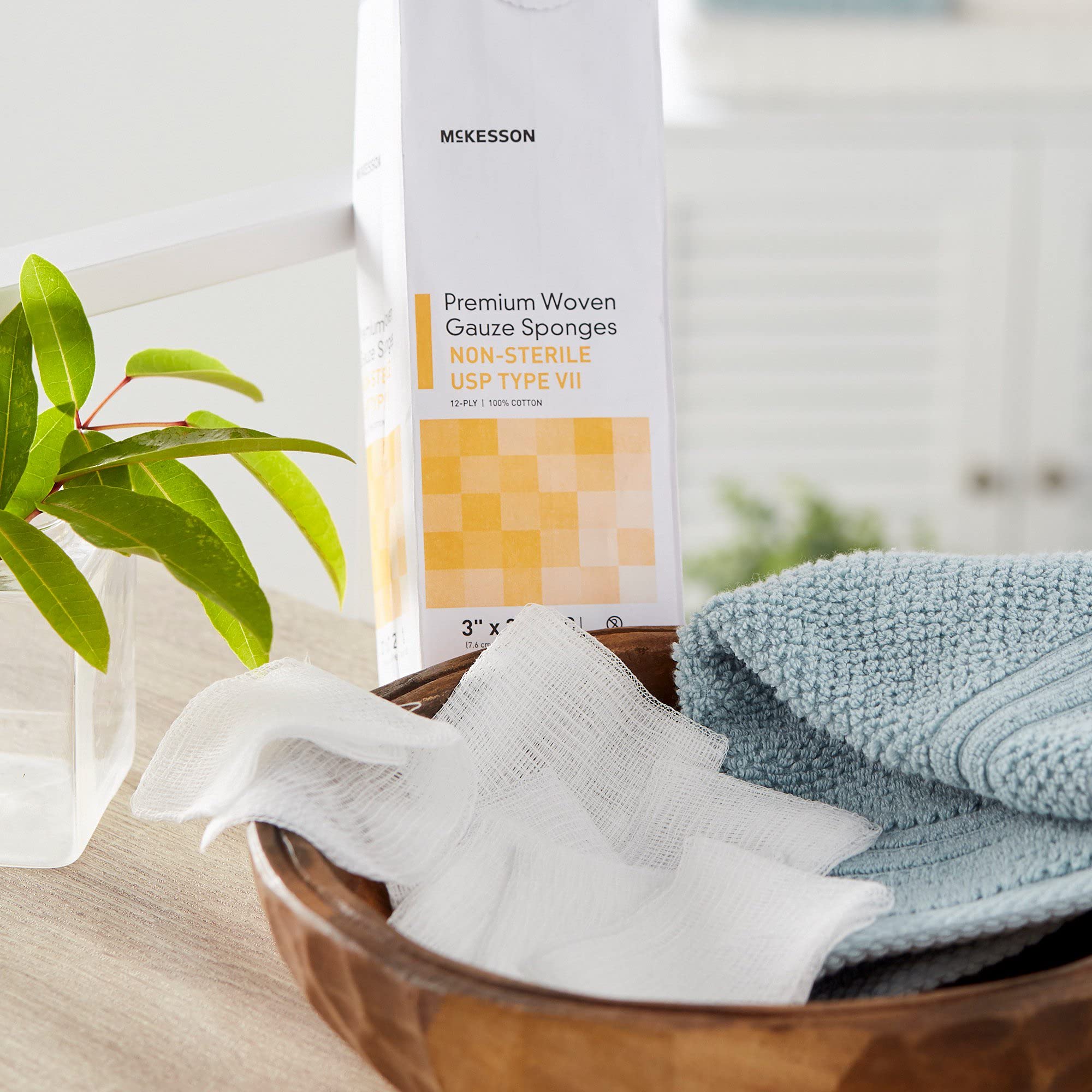 McKesson Premium Woven Gauze Sponges, Non-Sterile, 12-Ply, USP Type VII, 100% Cotton, 3 in x 3 in, 200 per Pack, 1 Pack - Image 6